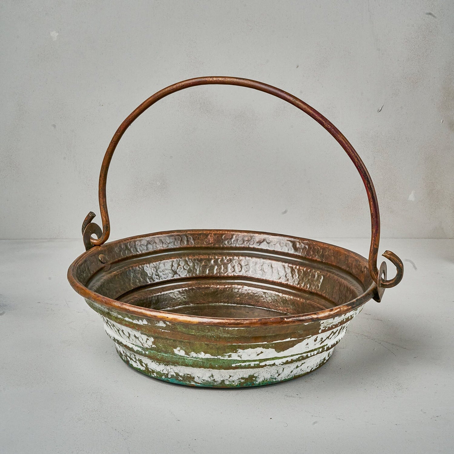 Green and white Patina Copper Bucket Bathroom Sink in Various sizes