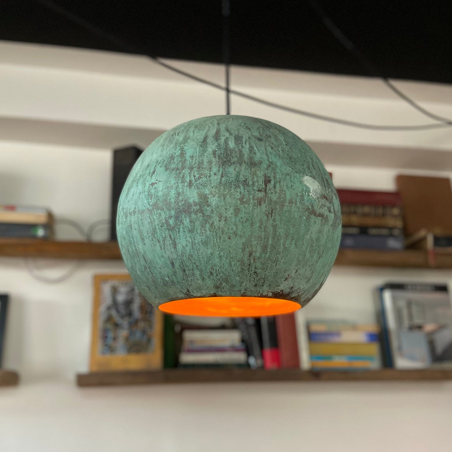 Handcrafted Verdigris Copper Pendant Light