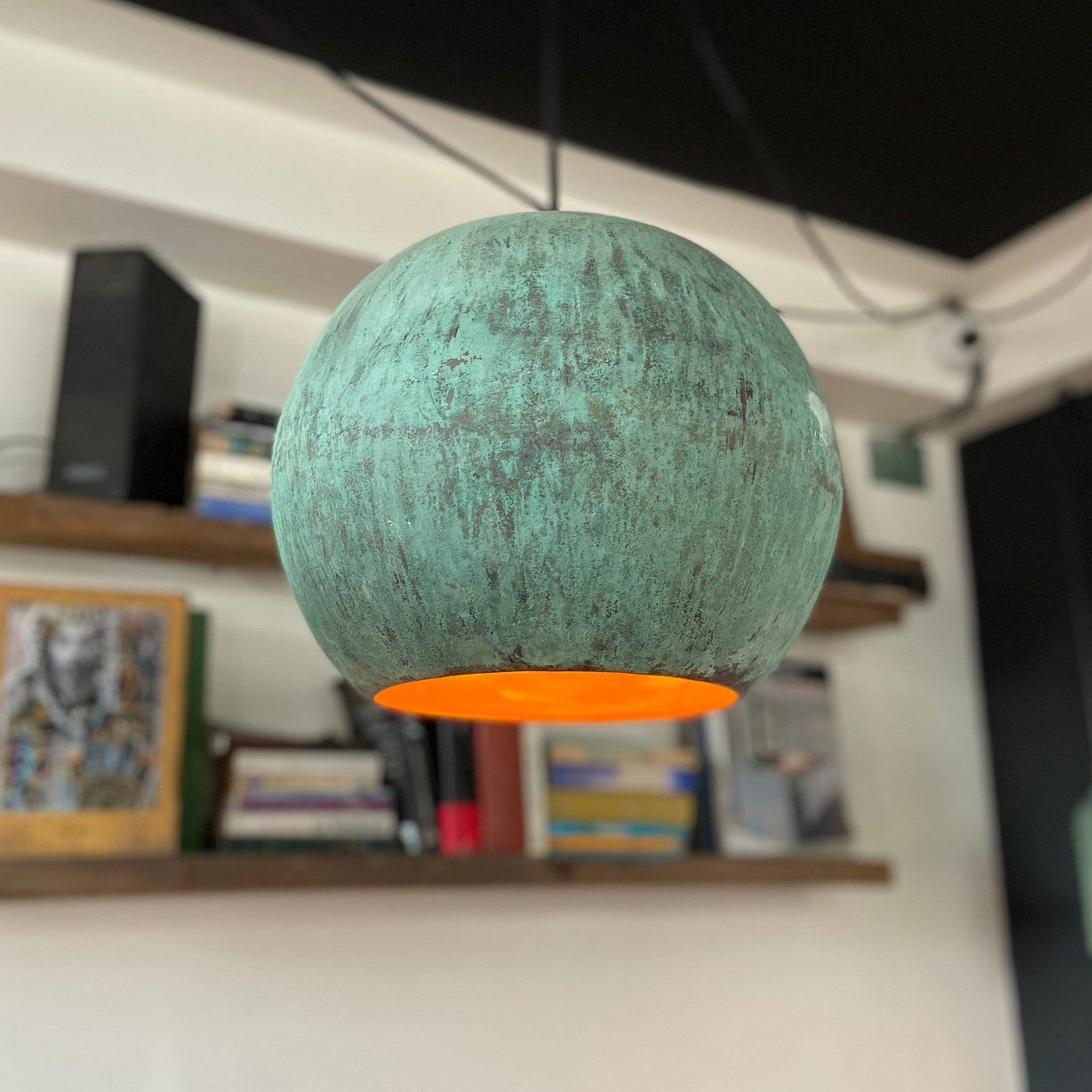 Handcrafted Verdigris Copper Pendant Light