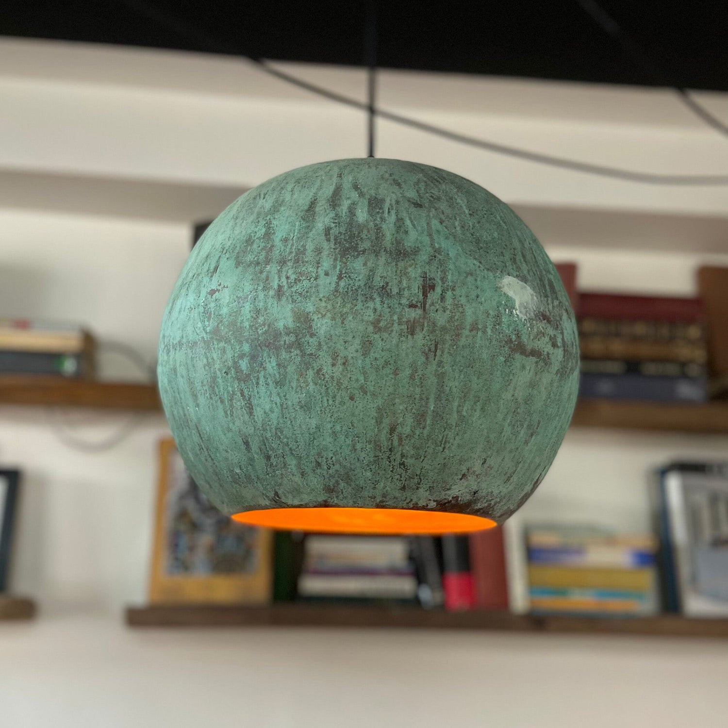 Handcrafted Verdigris Copper Pendant Light