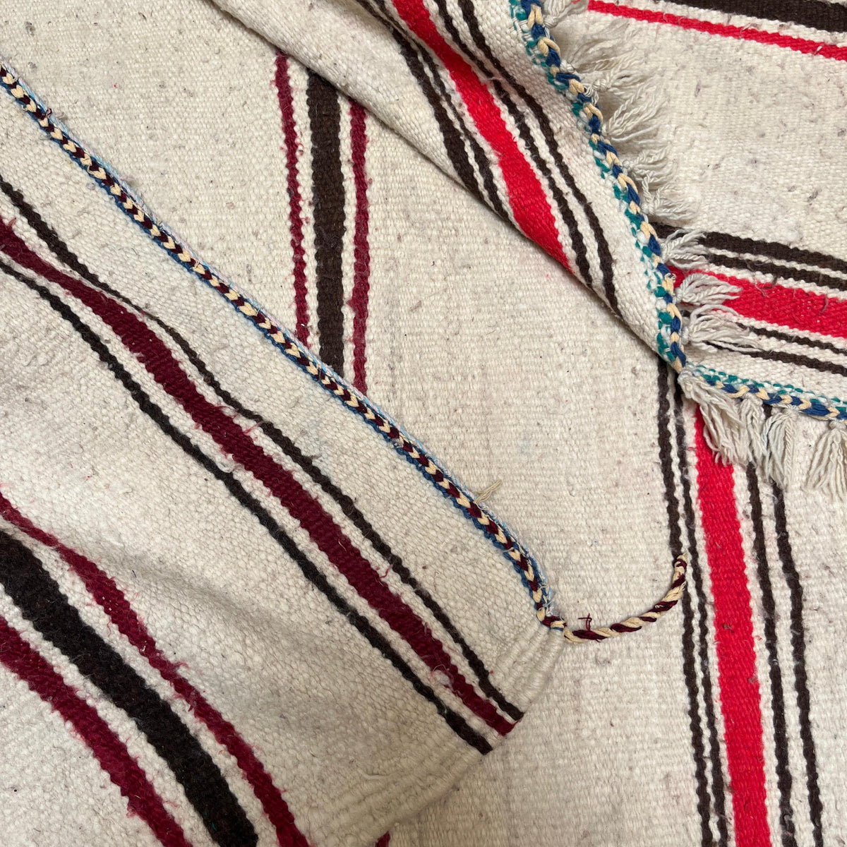 Authentic Handwoven Berber Kilim Rug - Minimalist Striped Design - 10.9 x 5.5 ft