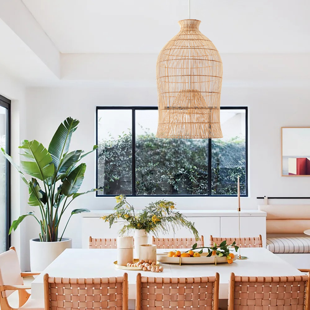 Lavinia Charming Bell Rattan Pendant Light