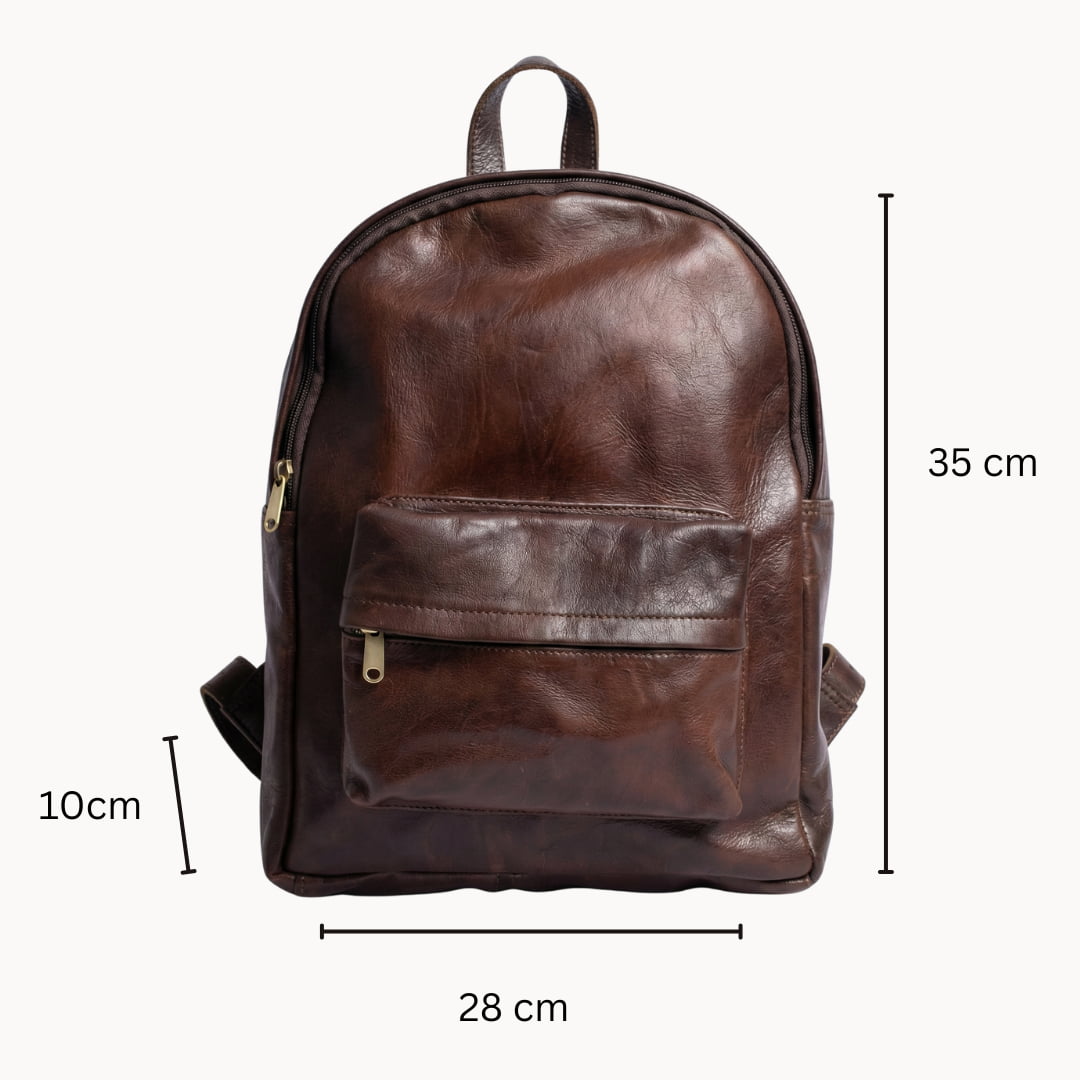 Minimalist Leather Backpack – Handmade Everyday Brown Bag