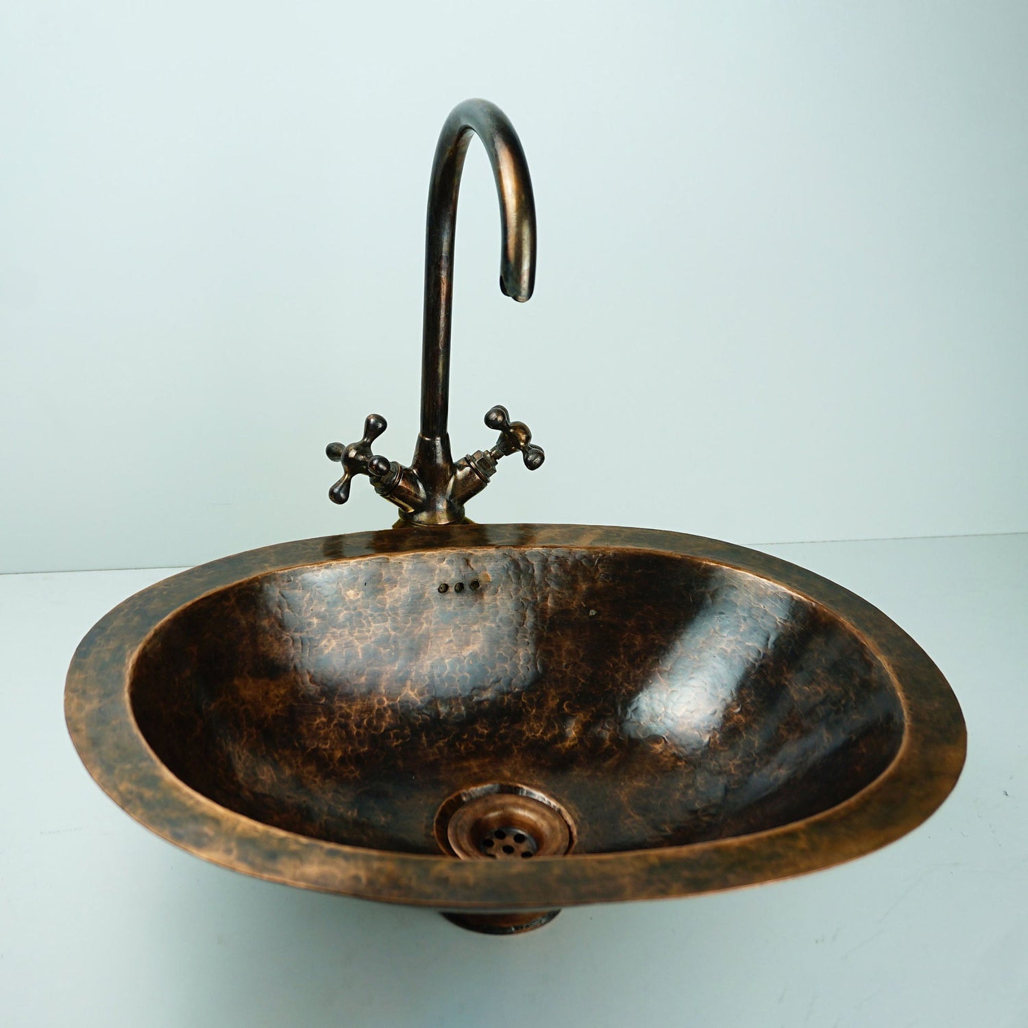 Oil Rubbed Bronze Bathroom Sink, Oval Vintage Handcrafted Drop in Sink