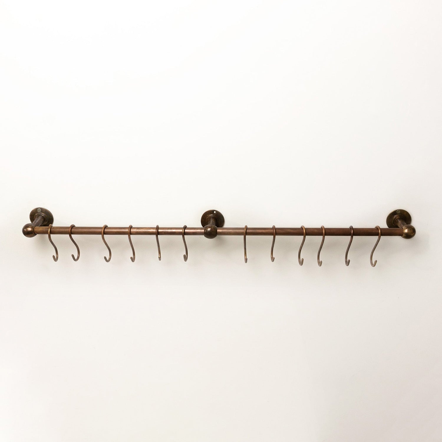 Oil Rubbed Bronze Wall Mounted Pot Rack, Copper Kitchen Rail with Hooks