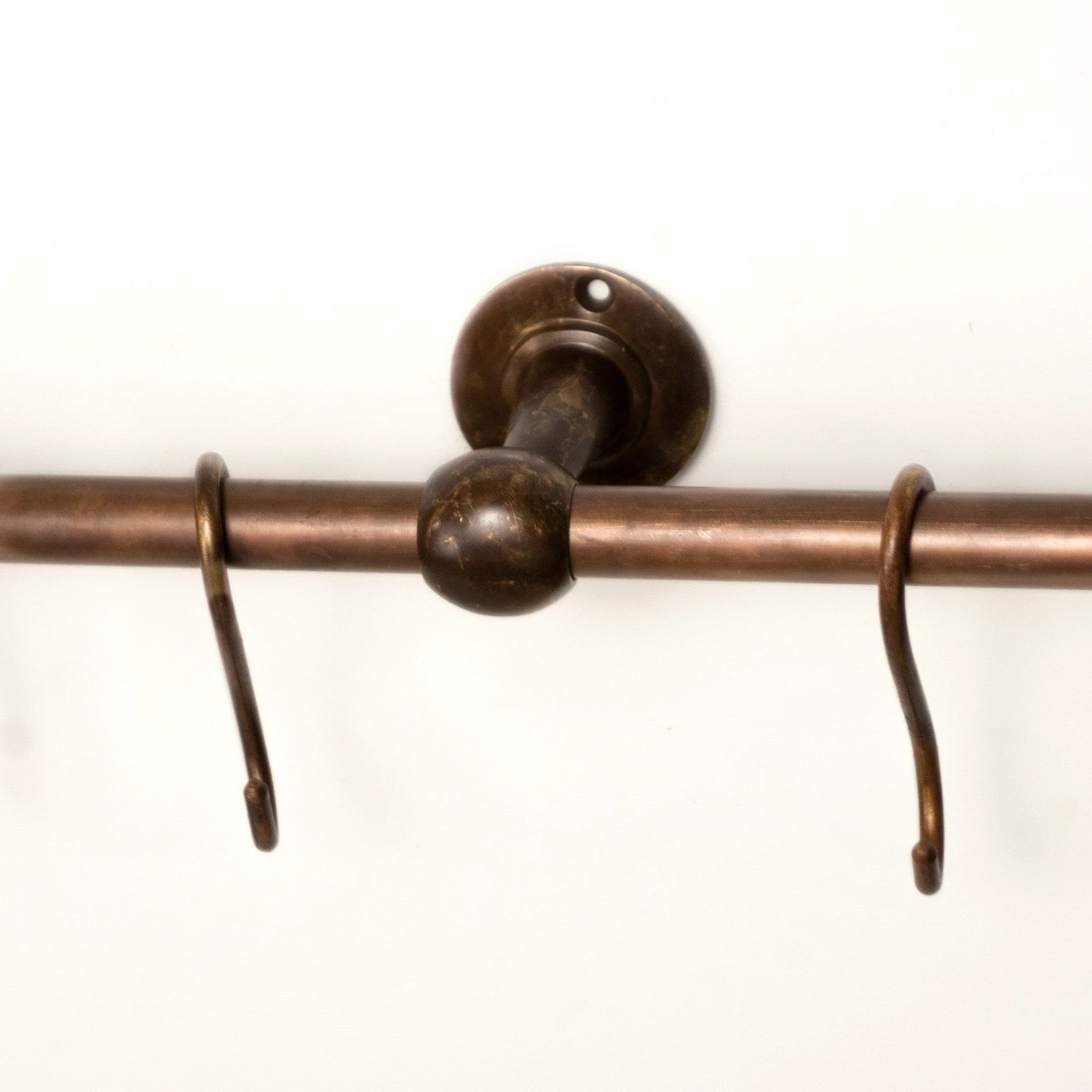 Oil Rubbed Bronze Wall Mounted Pot Rack, Copper Kitchen Rail with Hooks