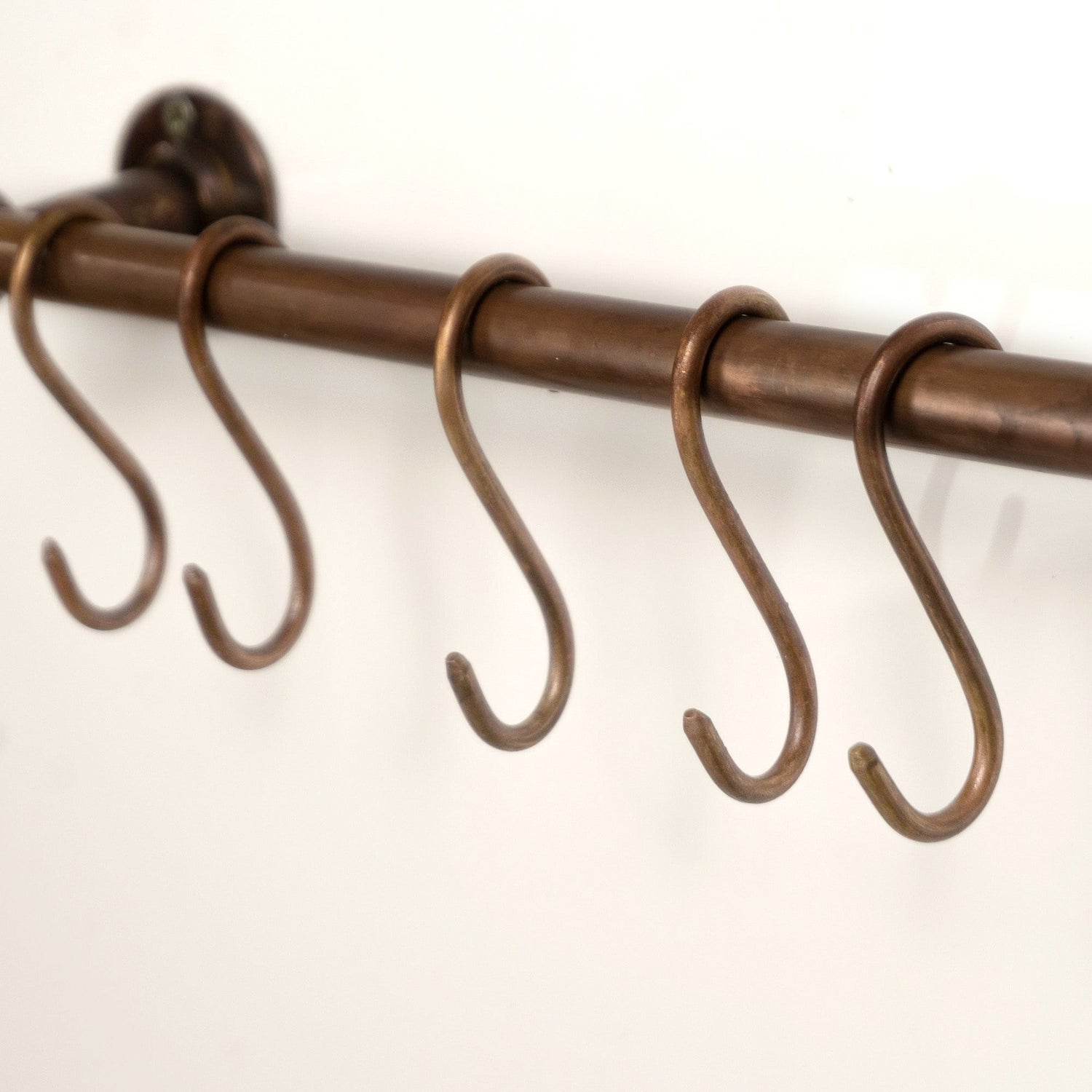 Oil Rubbed Bronze Wall Mounted Pot Rack, Copper Kitchen Rail with Hooks
