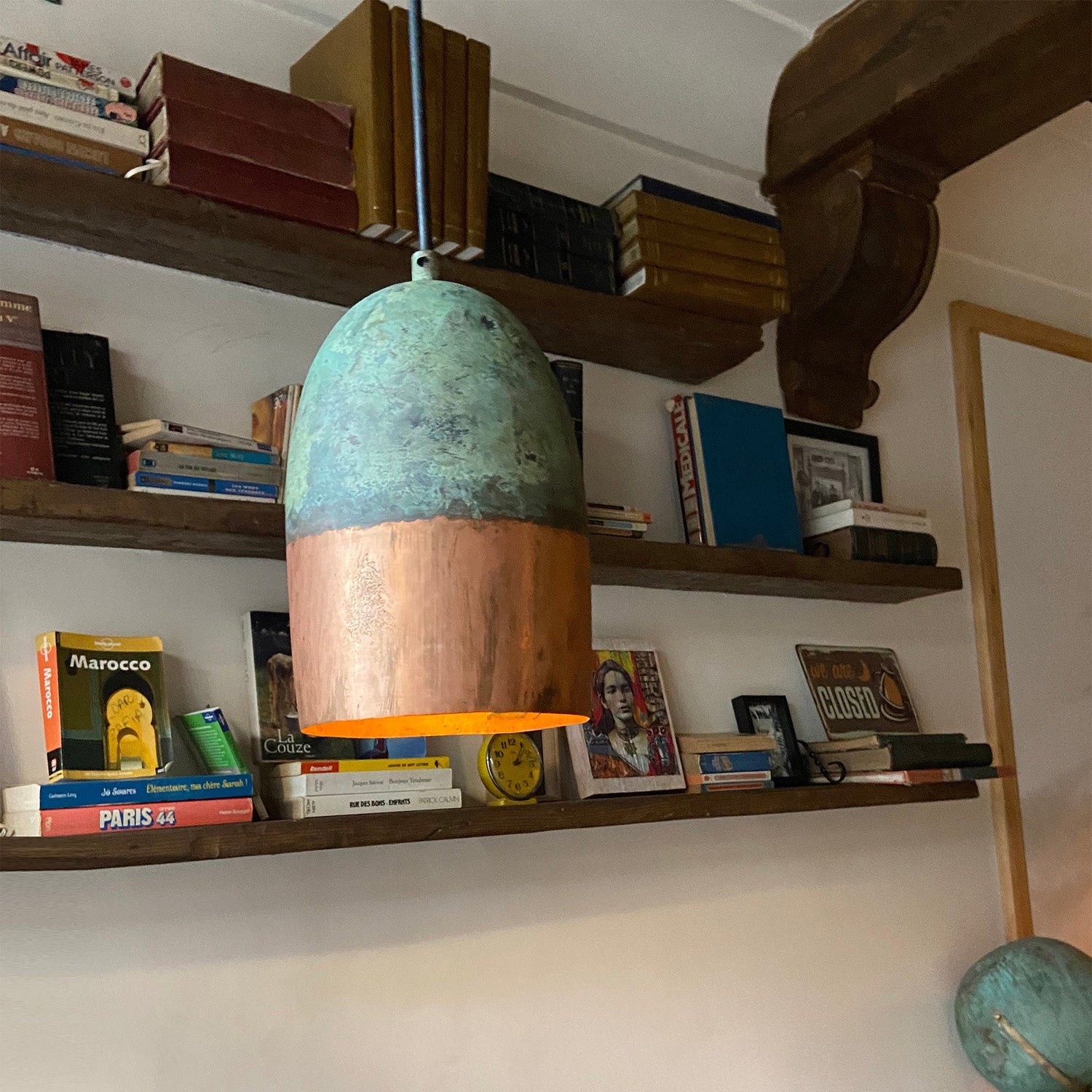 Oxidized Copper Farmhouse Light Fixture, Handmade Copper Ceiling Light