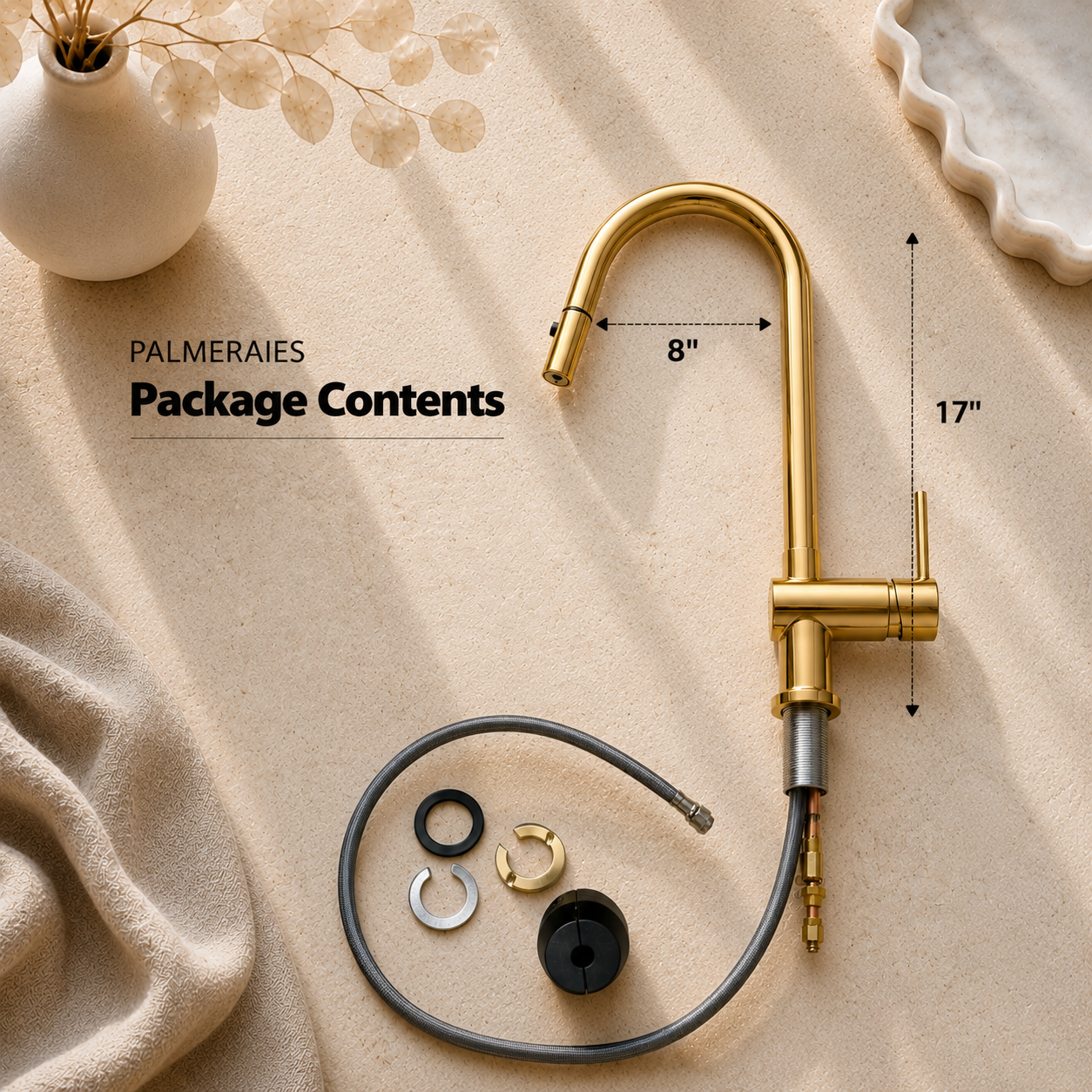 Unlacquered Brass Pull-Down Kitchen Faucet - Brass Kitchen Faucet
