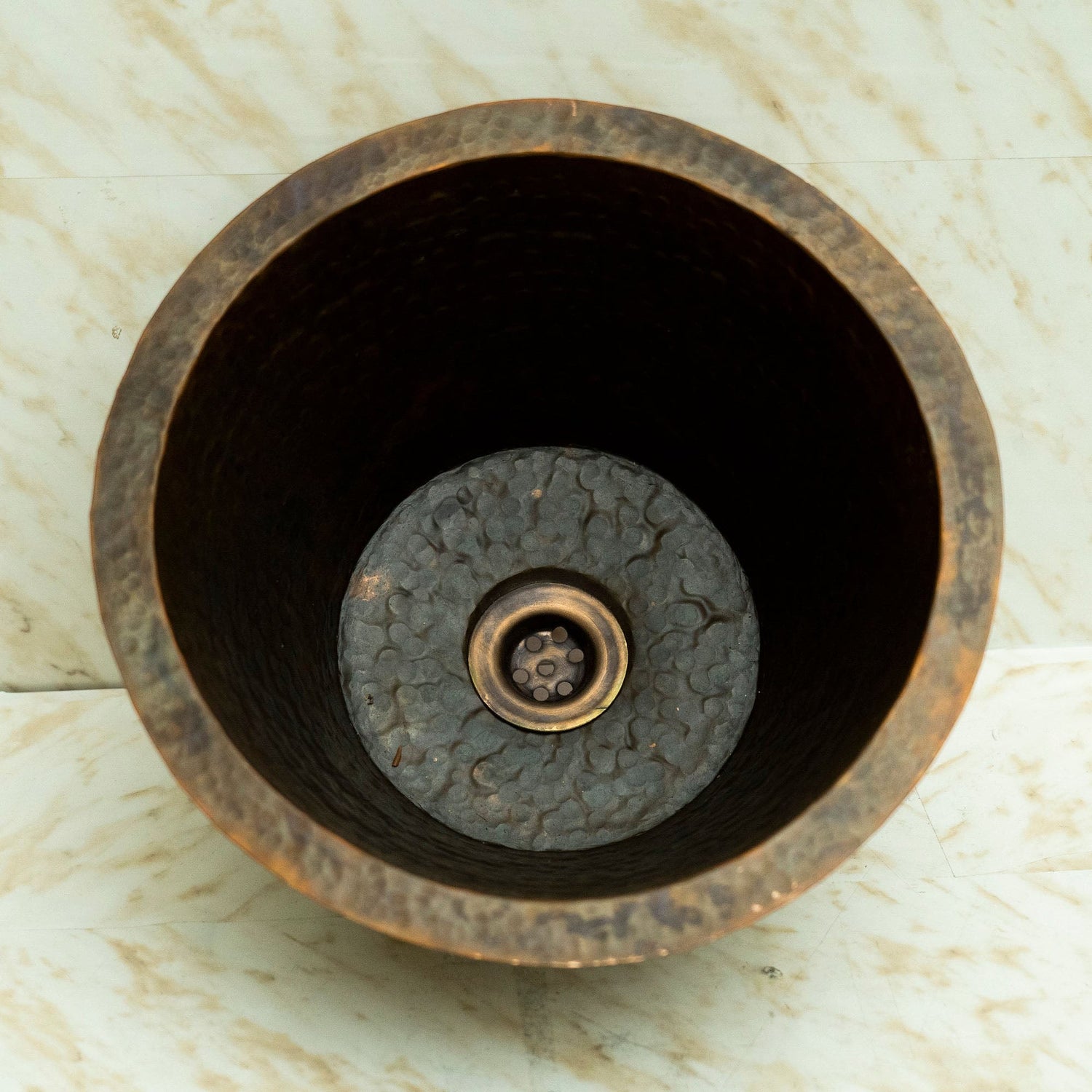 Round Copper Bar Sink, Hammered copper round sink Including drain