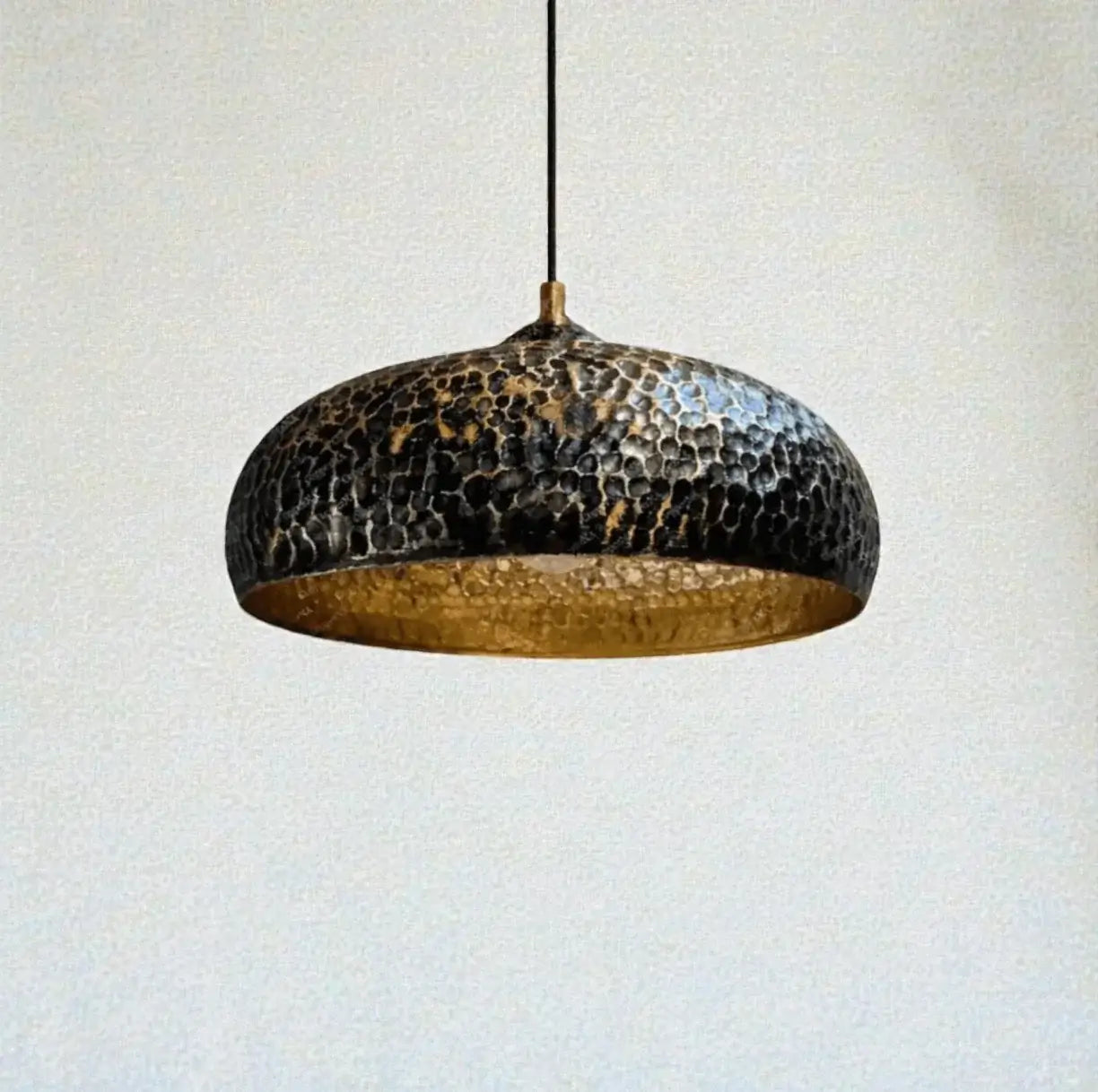 Hammered Dark Patina Copper UFO Pendant Light