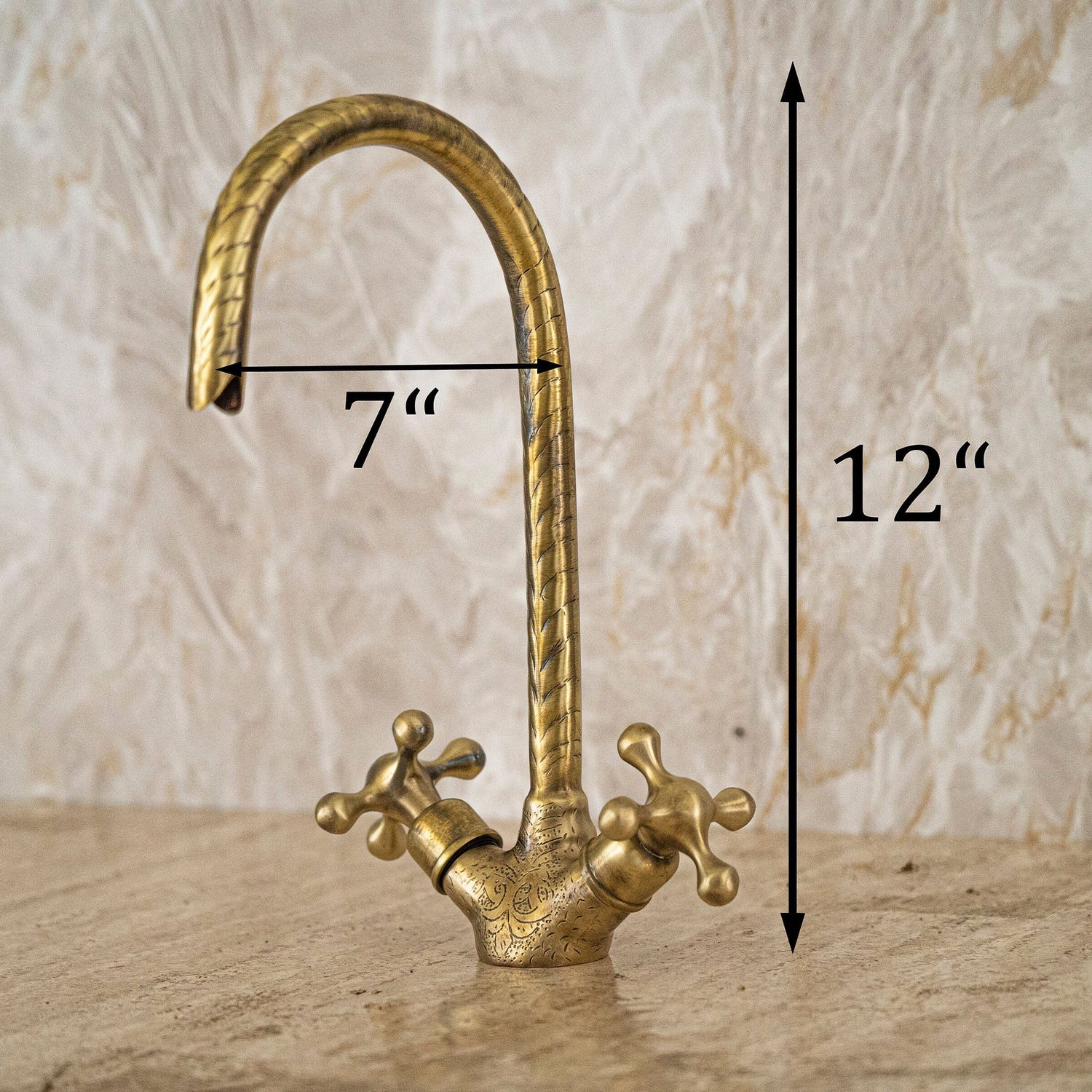 Solid brass Gooseneck faucet, Unlacquered Brass Bathroom Faucet