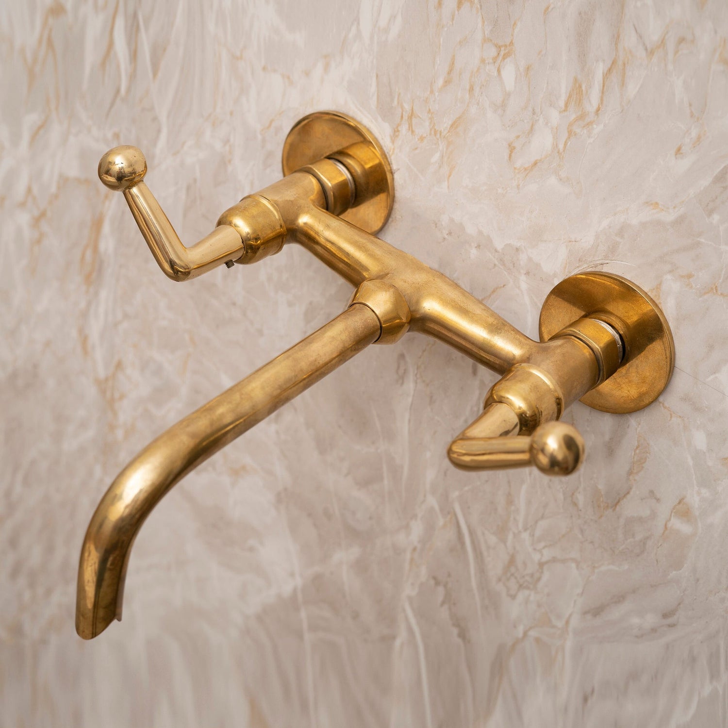 Unlacquered Brass Tub Filler Faucet, Solid brass Bathroom faucet, Customizable Spout Reach