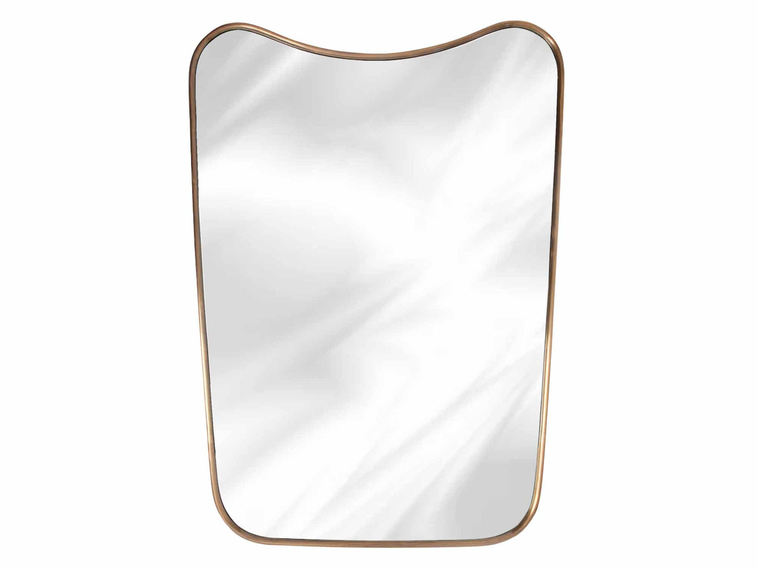 Varaudu Curved Brass Mirror Frame Wall Mirror - Antique Brass Bathroom Mirror, Vanity Wall Decor