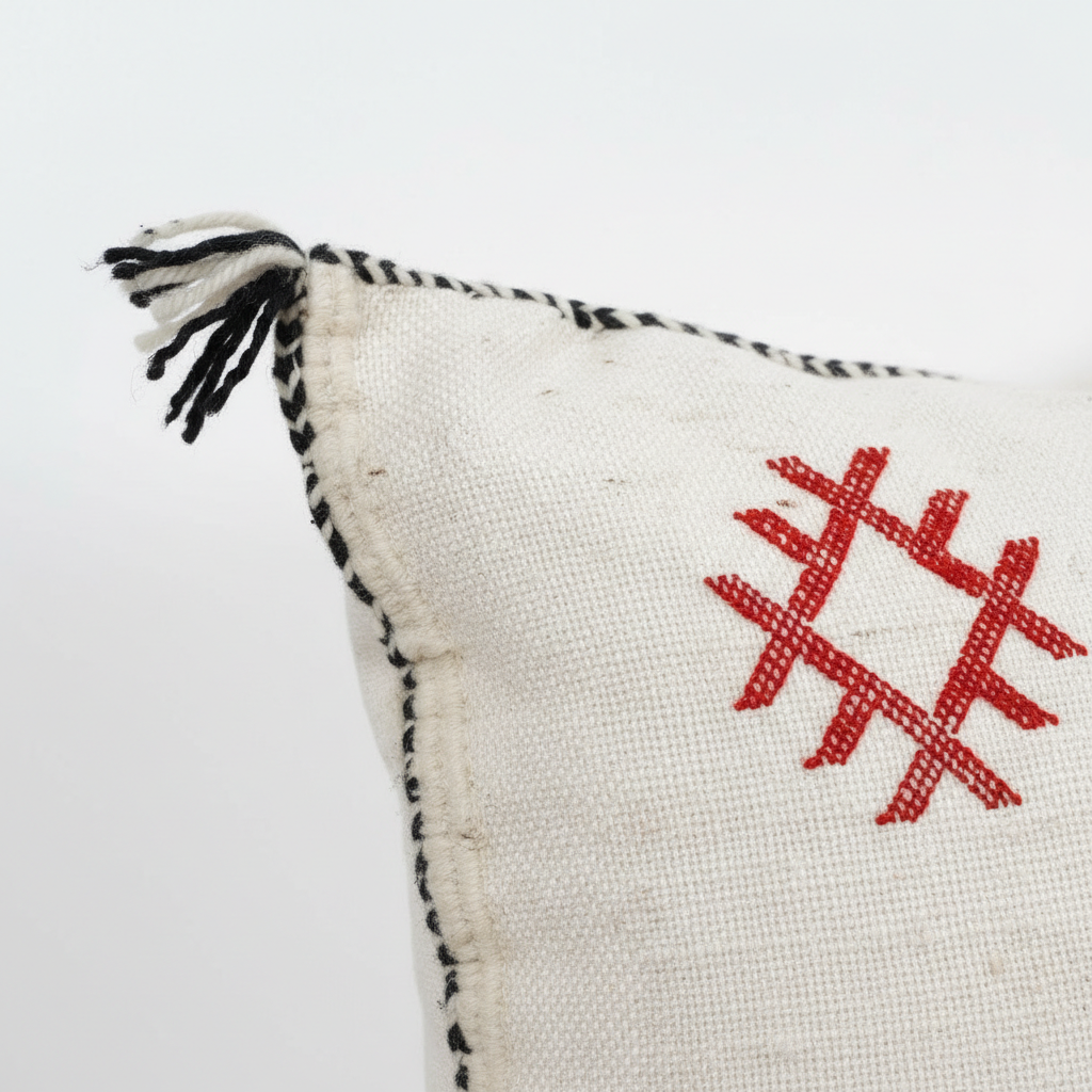 Berber Pillow Cover – Handwoven Moroccan Style Cushion Cover with Colorful Tribal Embroidery