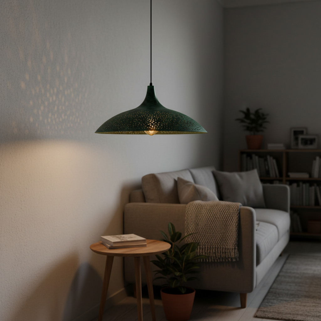 Brass Green Pendant Lamp – Moroccan Minimalist Ceiling Light