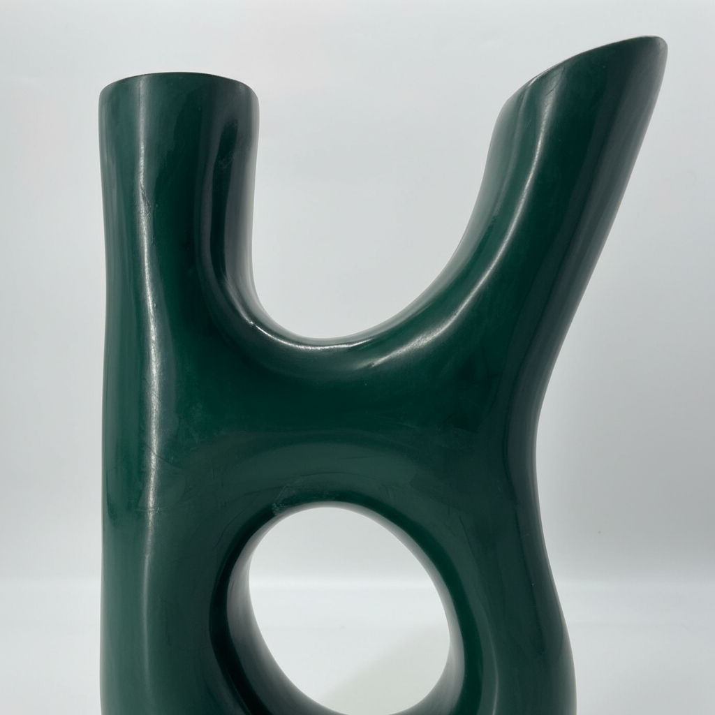 Handmade Ceramic Vase – Abstract Green Sculptural Modern Vase