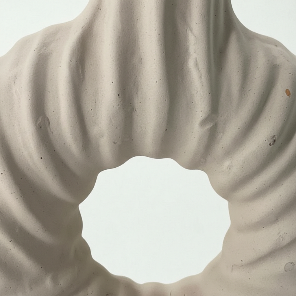 Handmade Ceramic Vase – Textured Sculptural Donut Vase in Neutral Tone