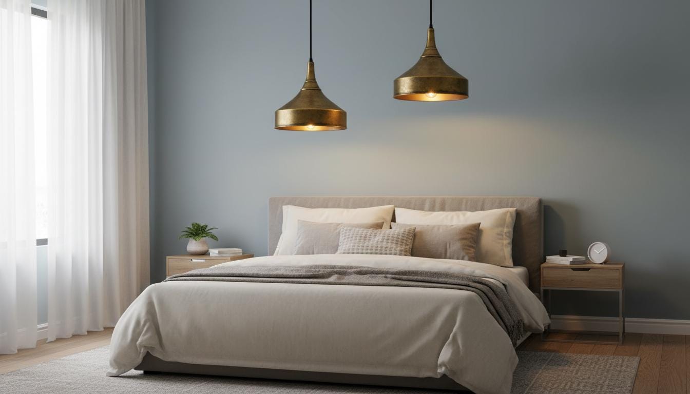 Aged Brass Dome Pendant Light - Antique Kitchen Island Hanging Lamp