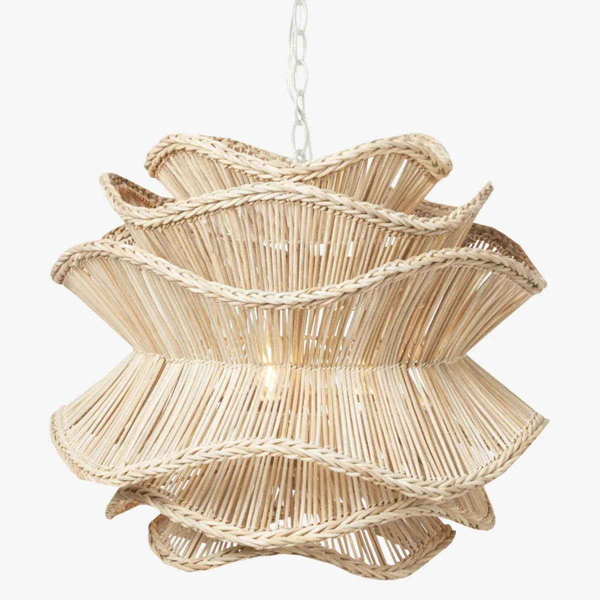 Alondra White Rattan Wave Pendant Light