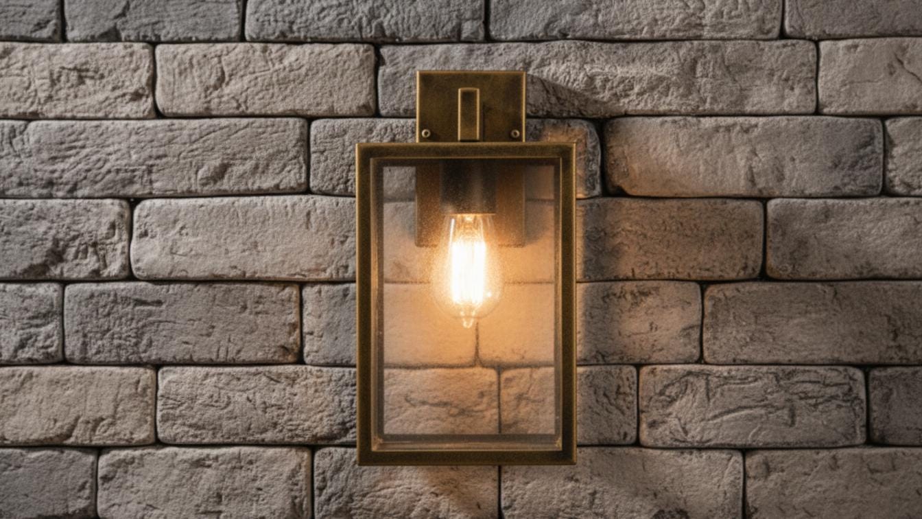 Antique Brass Box Lantern Wall Sconce - Modern Farmhouse Light