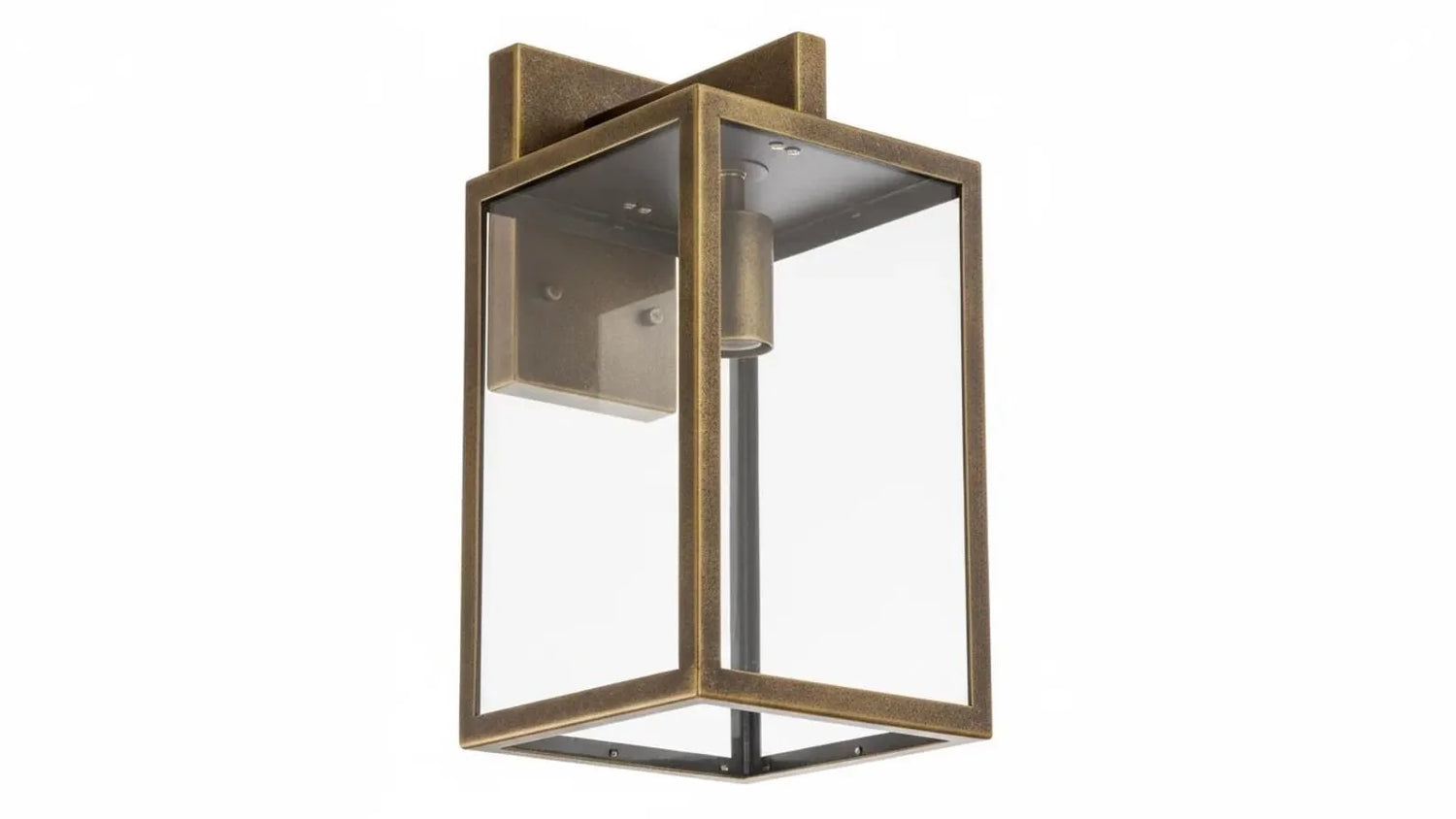 Antique Brass Box Lantern Wall Sconce - Modern Farmhouse Light