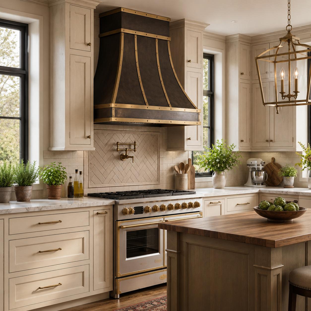 Antique Brass Range Hood, Custom Dark Brass Cooker Hood with Straps, Vintage Kitchen Vent Hood, Rustic Stove Cover, Farmhouse Exhaust