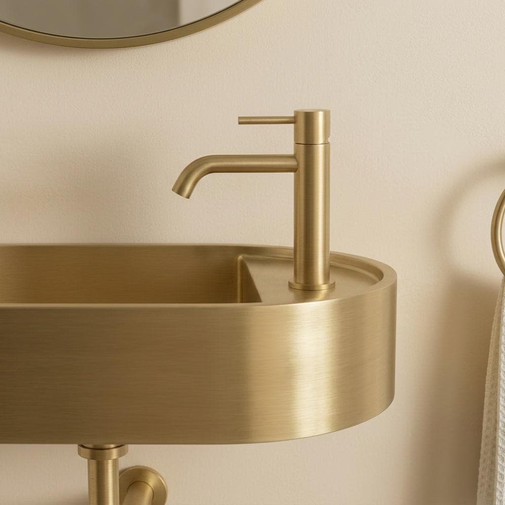 Antique Brass Sink, Wall Mounted Oval Washbasin - Minimalist Bathroom Vanity Basin, Powder Room Gold Floating Vessel Sink, Handmade Lavabo