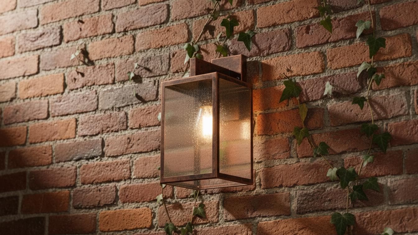 Antique Copper Box Lantern - Rustic Outdoor Wall Sconce