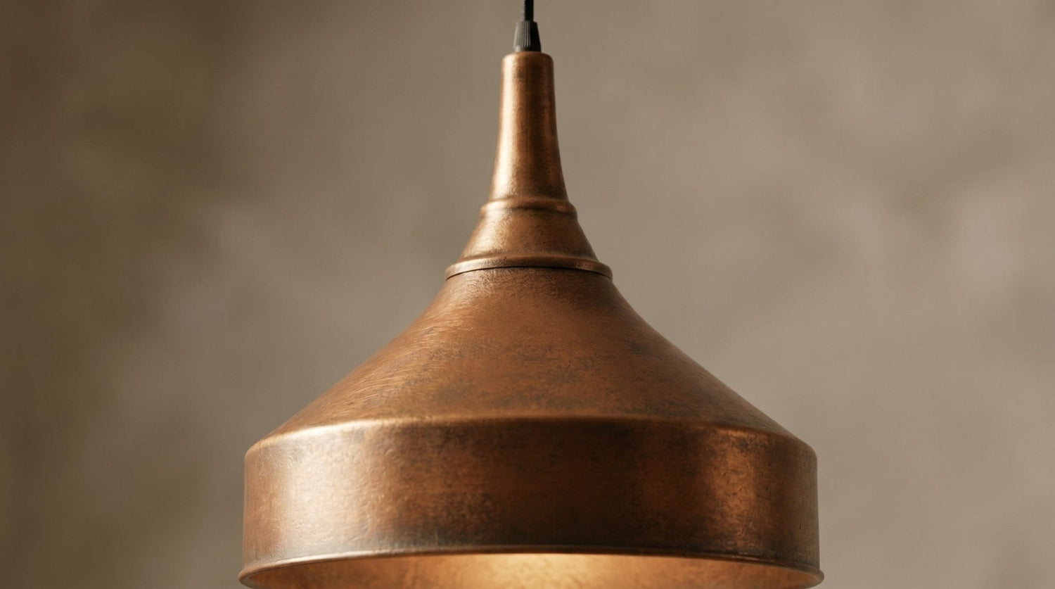 Antique Copper Dome Pendant Light - Rustic Vintage Ceiling Lamp