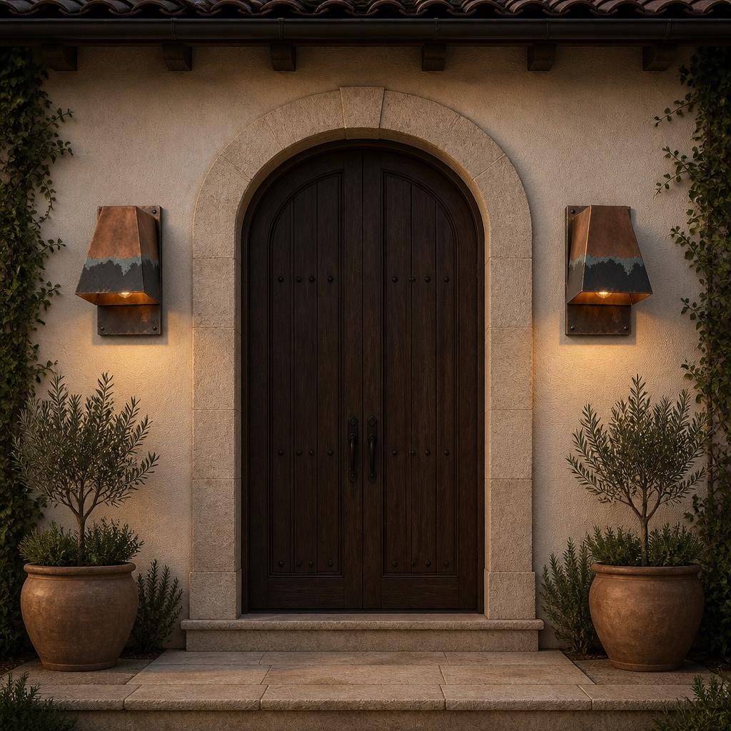 Antique Copper Outdoor Wall Sconce | Handcrafted Exterior Lantern Light | Rustic Front Porch Lighting | Custom Indoor black Patina Wall Lamp