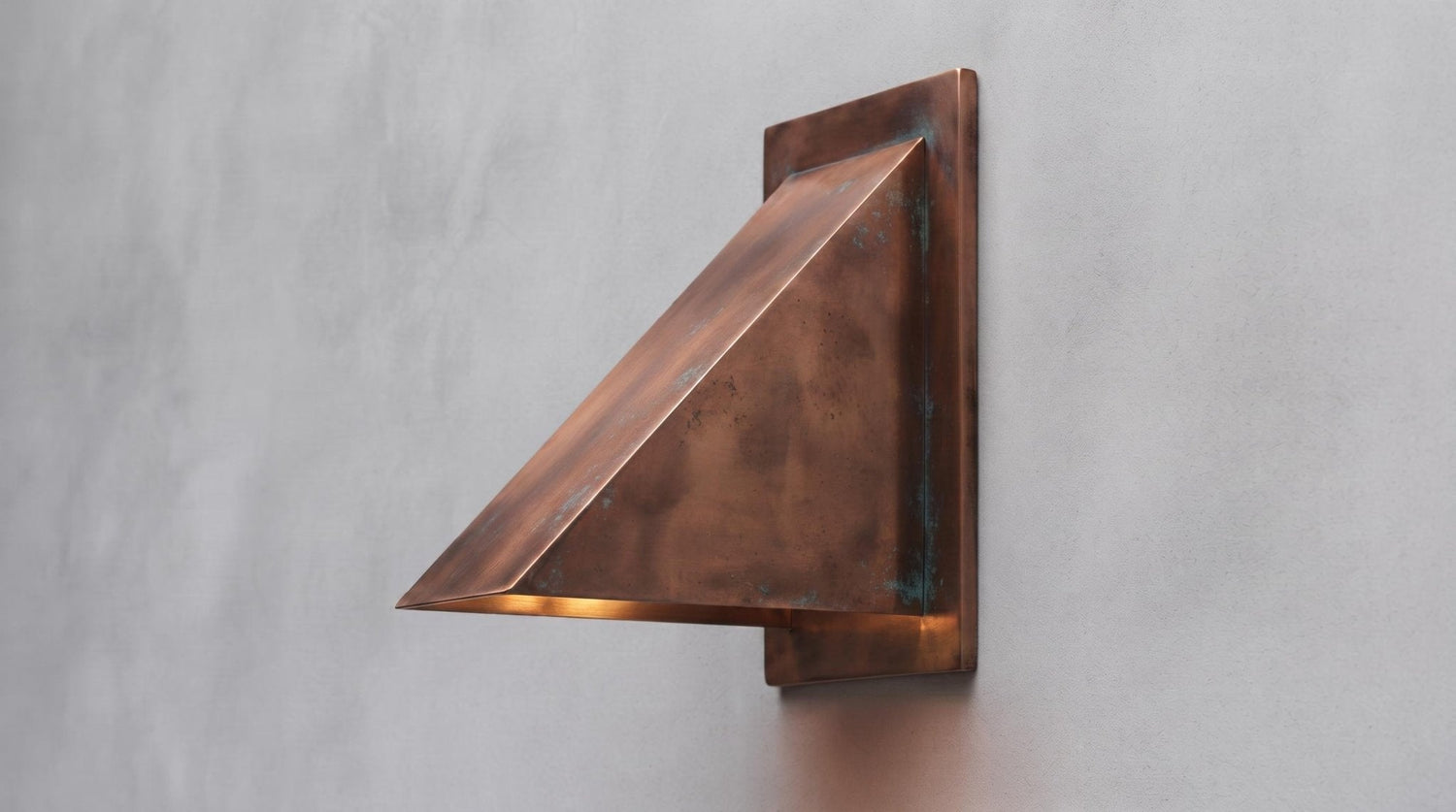 Antique Copper Wall Sconce, Aged Patina Wedge Wall Light, Rustic Indoor Outdoor Sconce, Handmade Farmhouse Porch Entryway Light