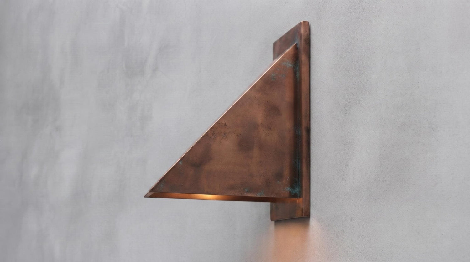 Antique Copper Wall Sconce, Aged Patina Wedge Wall Light, Rustic Indoor Outdoor Sconce, Handmade Farmhouse Porch Entryway Light