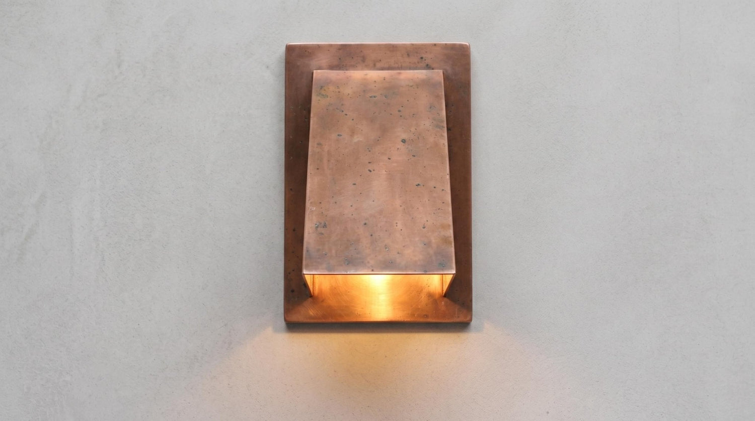 Antique Copper Wall Sconce, Aged Patina Wedge Wall Light, Rustic Indoor Outdoor Sconce, Handmade Farmhouse Porch Entryway Light