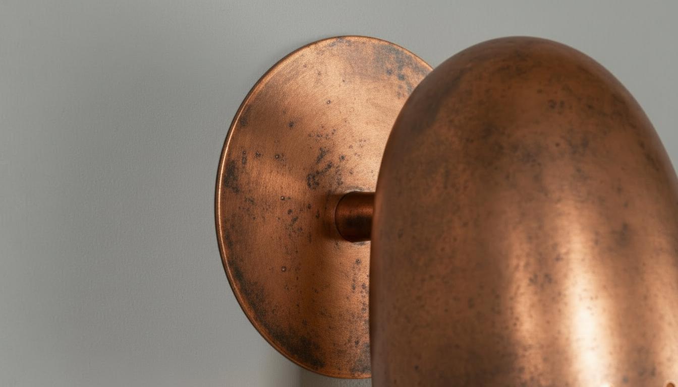 Antique Copper Wall Sconce - Mid-Century Cut Dome Shade