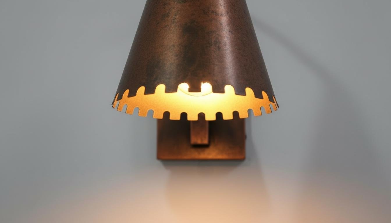 Antique Copper Wall Sconce - Rustic Handcrafted Cone Lamp