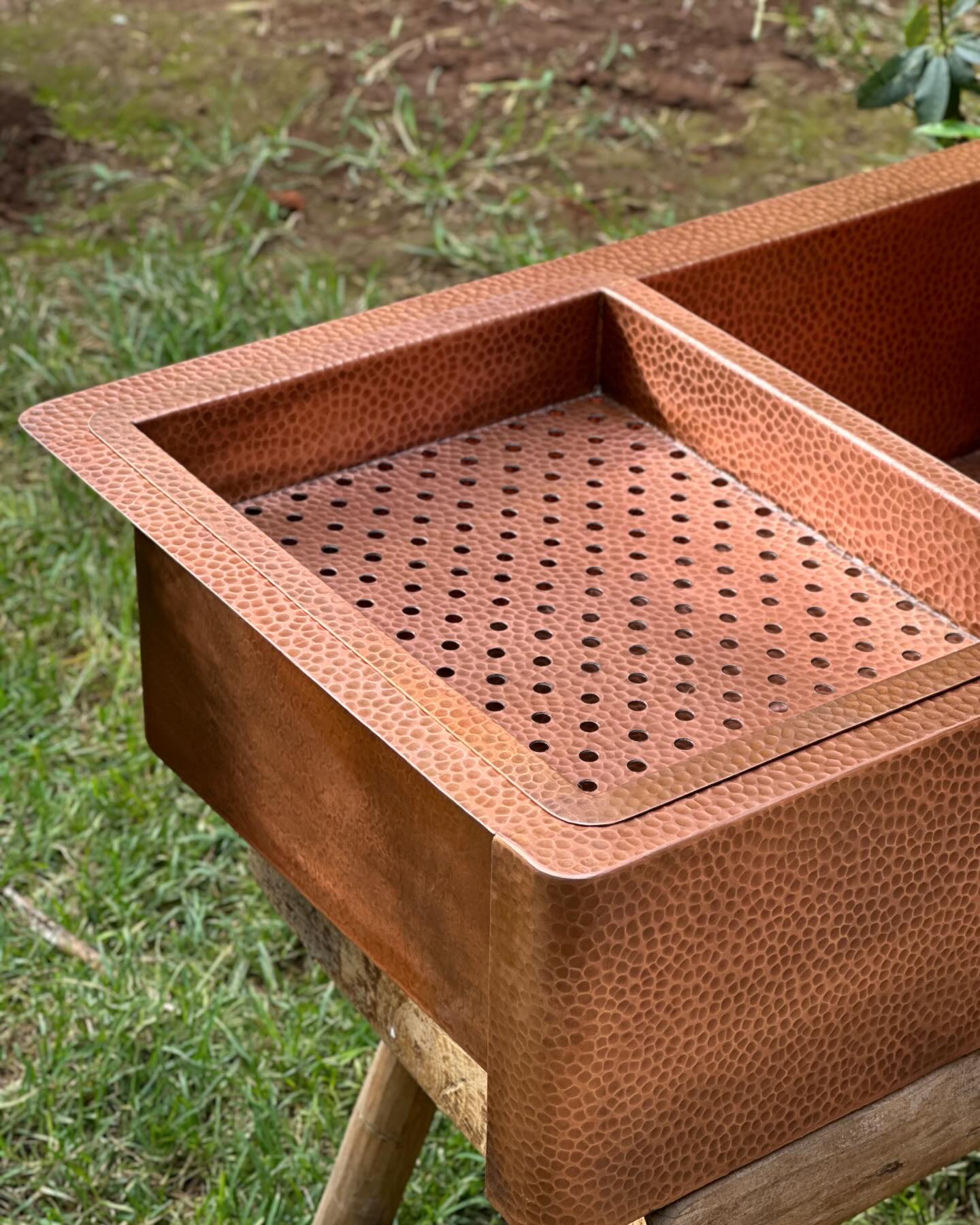 Double Wall Copper Farmhouse Kitchen sink With Drain Board