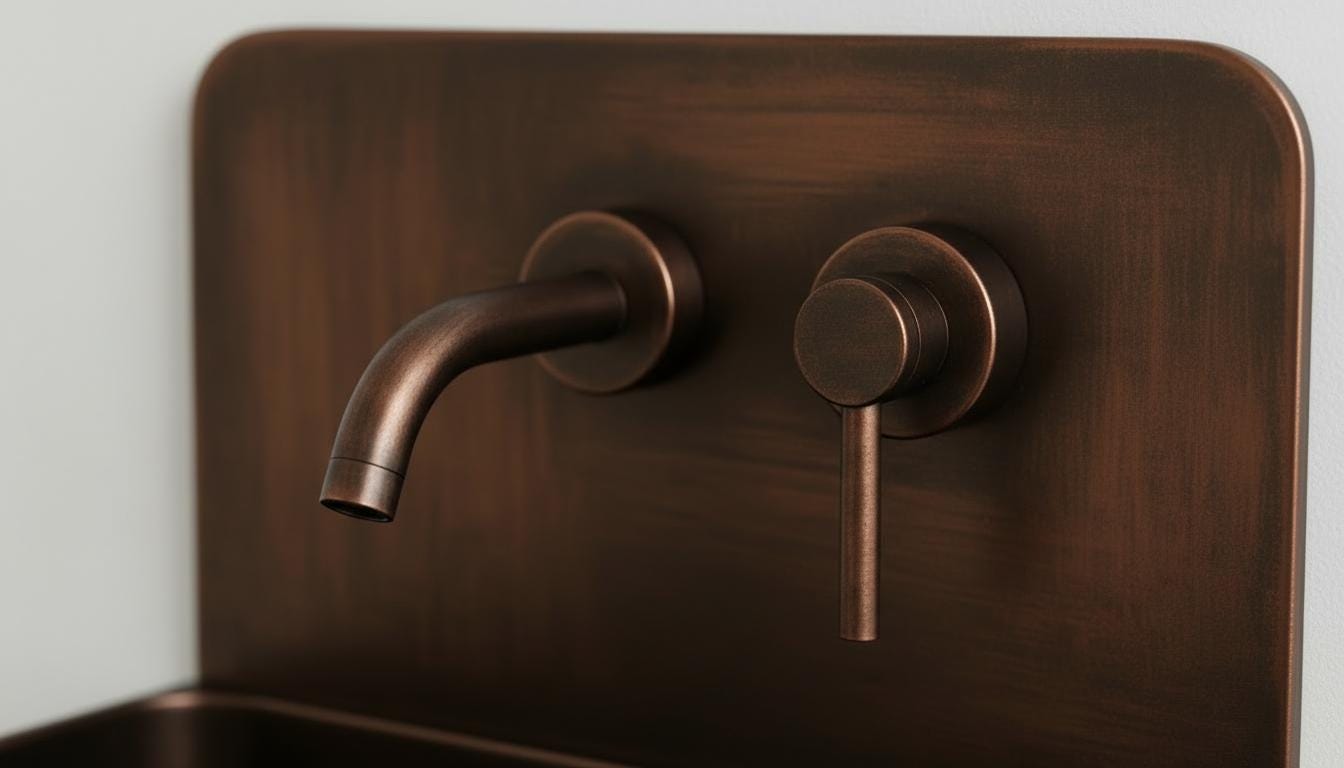 Artisanal Oil Rubbed Copper Wall Mounted Bathroom Sink - Luxury Farmhouse Vanity basin