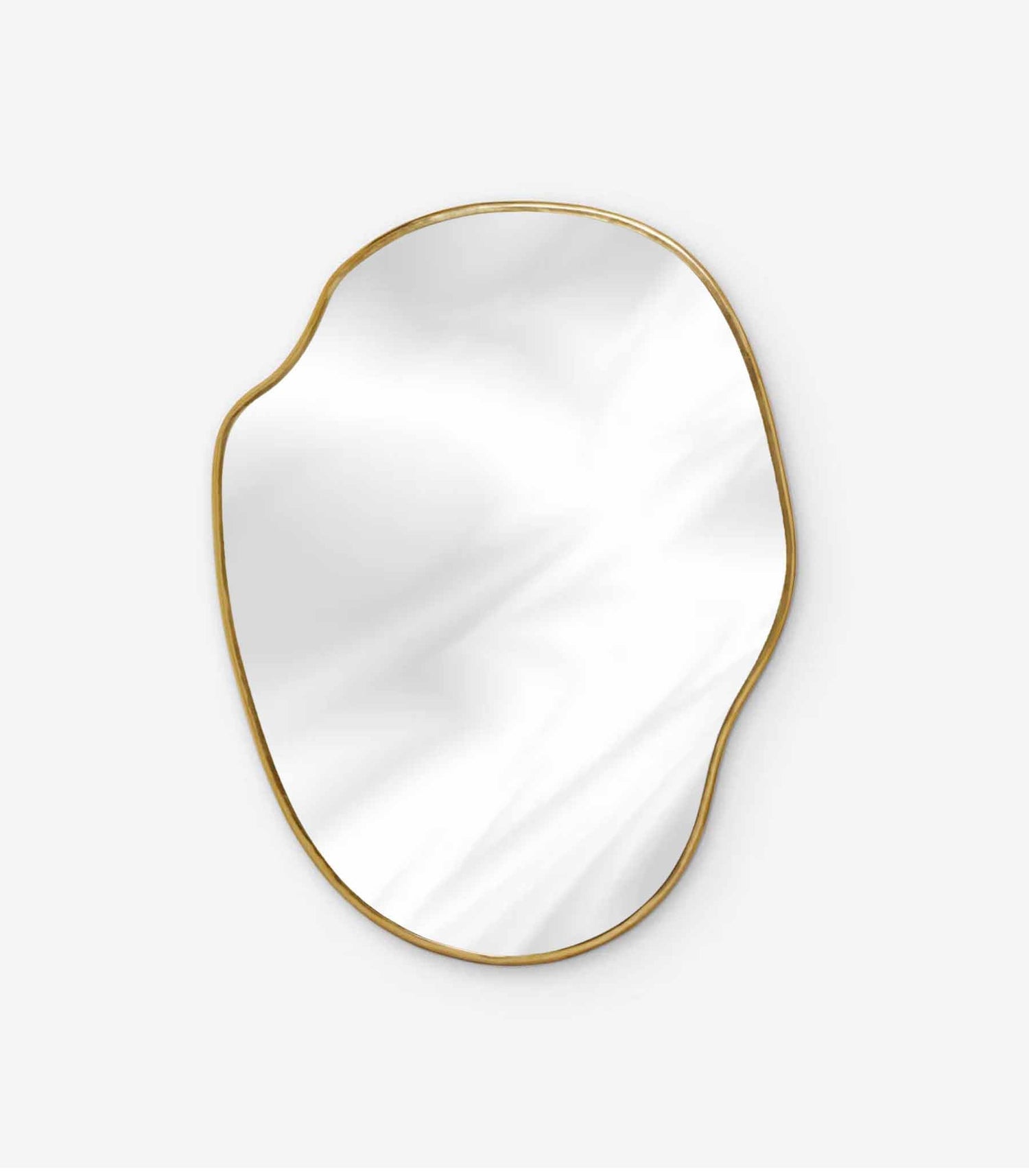 Varaudu Gold Framed Asymmetrical Mirror - Antique Brass Bathroom Mirror, Vanity Wall Decor