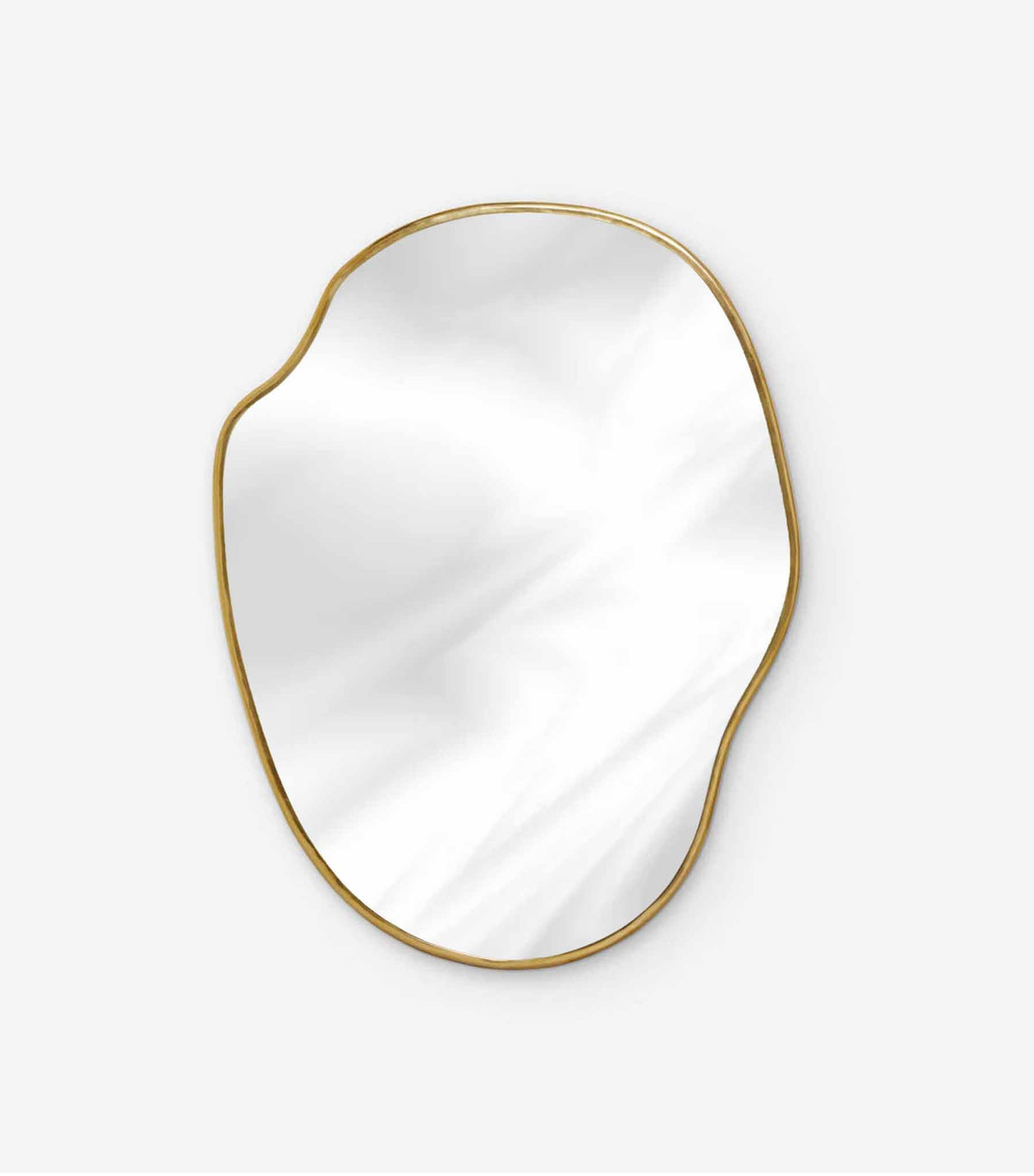 Varaudu Gold Framed Asymmetrical Mirror - Antique Brass Bathroom Mirror, Vanity Wall Decor