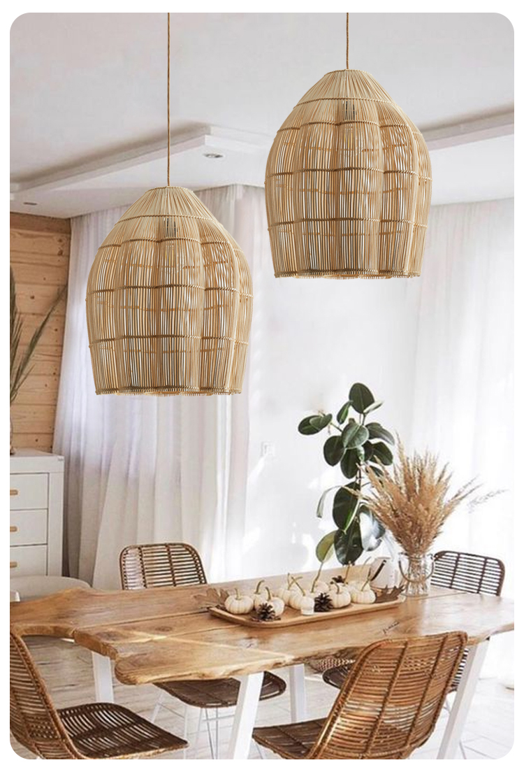 Dankia Coastal Rattan Pendant Light For Kitchen Island