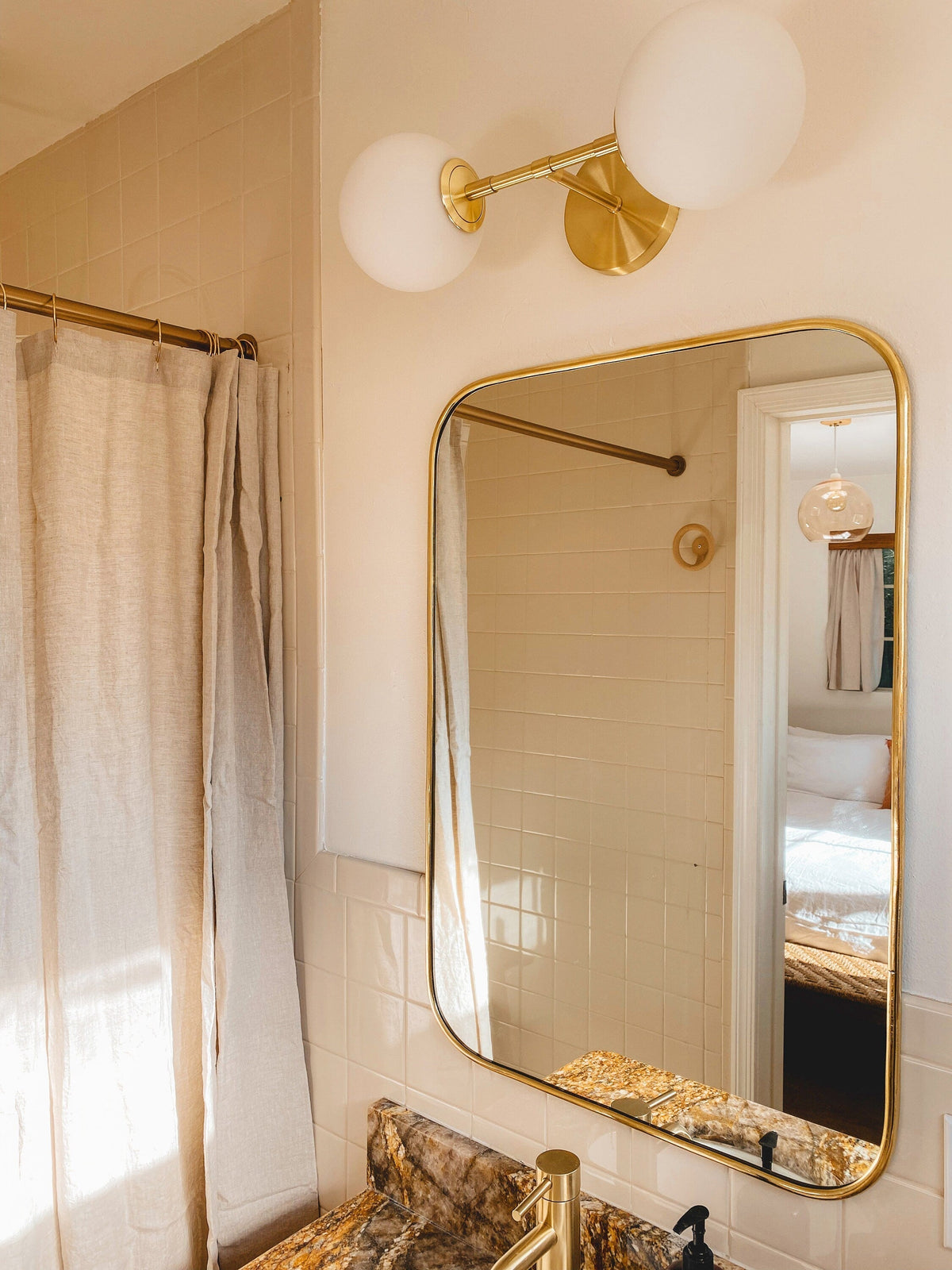 Varaudu Rectangular Brass Mirror Handmade Bedroom Wall Mirror 369099641 - Antique Brass Bathroom Mirror, Vanity Wall Decor