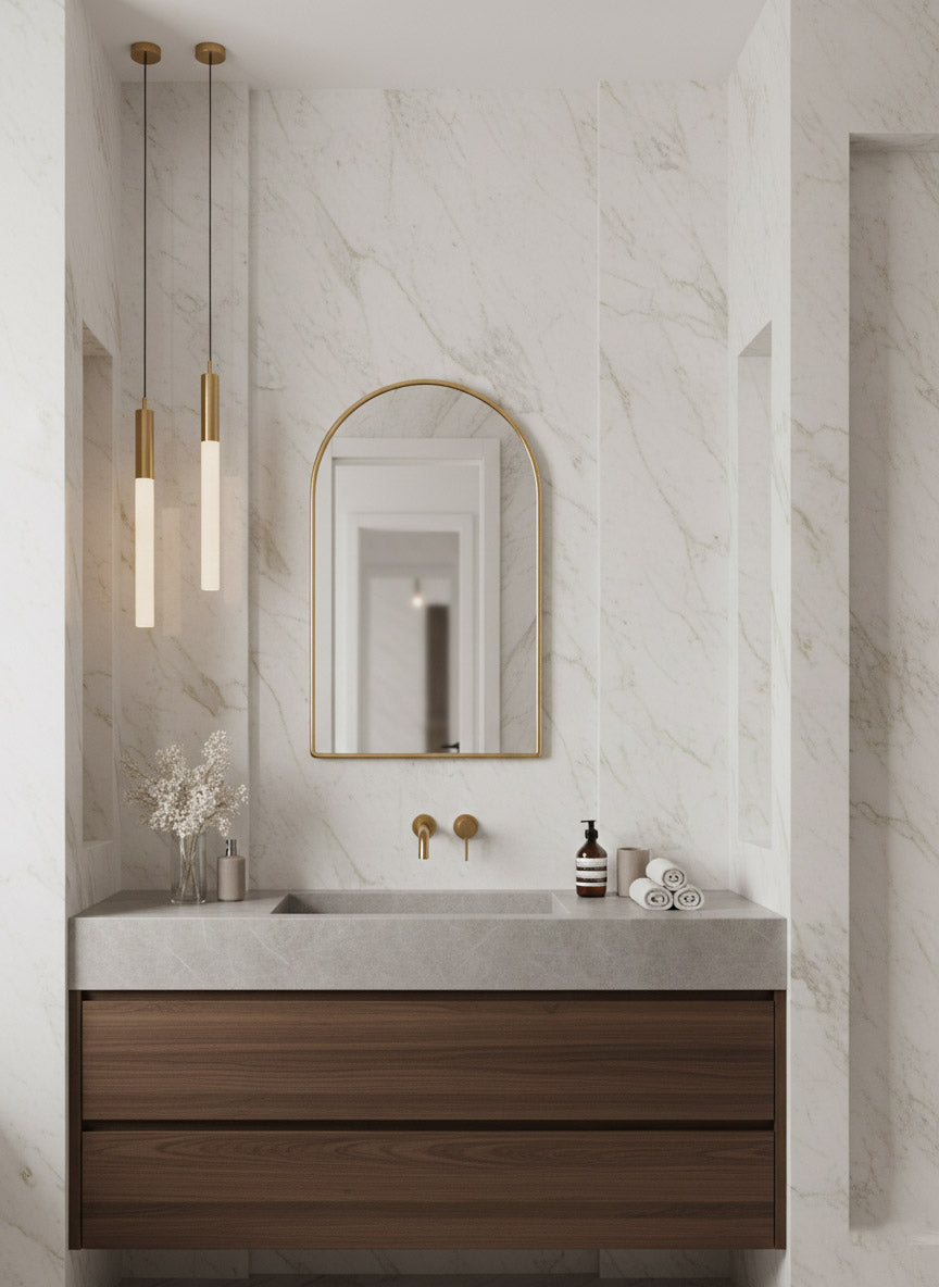Varaudu Gold Arch Mirror Handmade Customized Bathroom Mirror 369099695 - Antique Brass Bathroom Mirror, Vanity Wall Decor