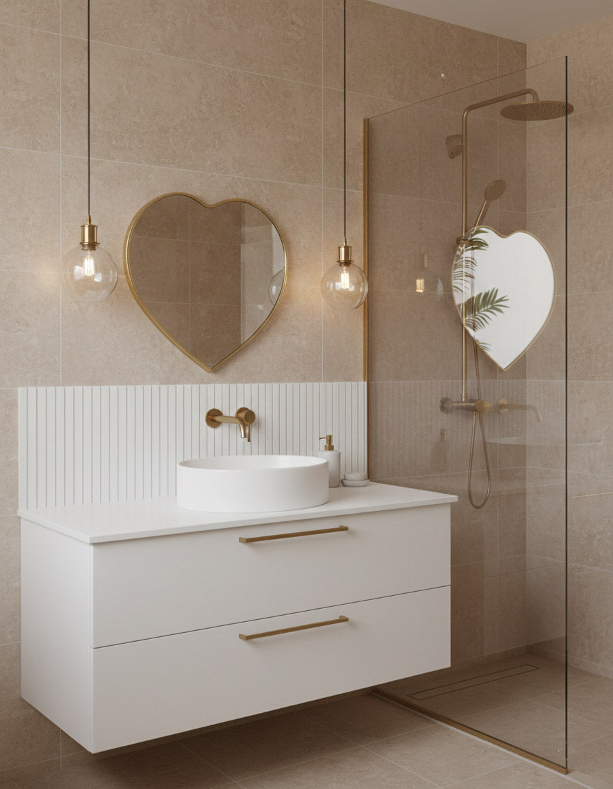 Varaudu Handmade Brass Golden Heart Brass Mirror 369099712 - Antique Brass Bathroom Mirror, Vanity Wall Decor
