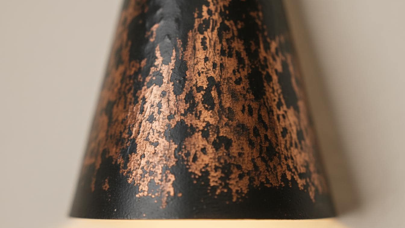 Black Patina Copper Cone Sconce - Hammered Artisan Wall Light