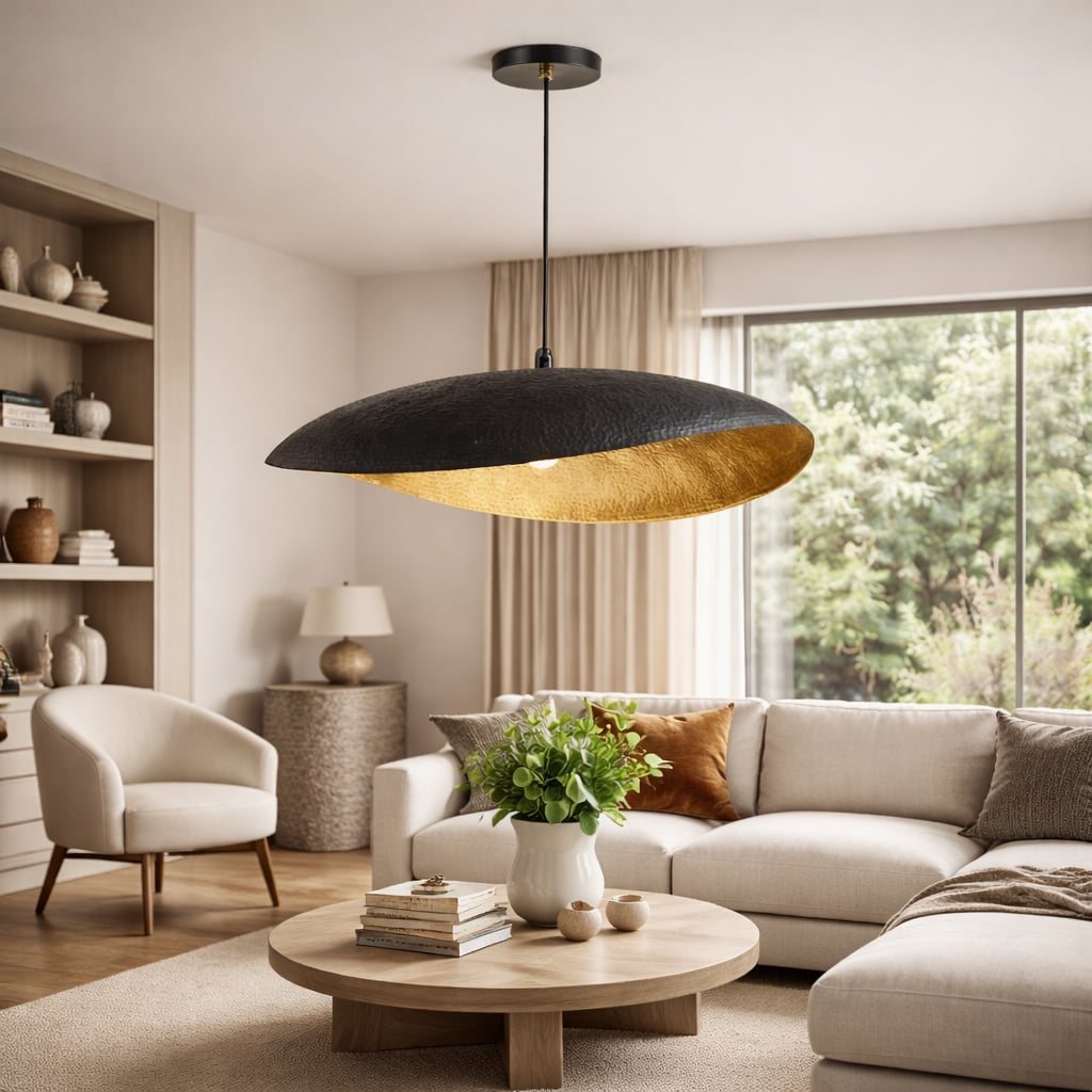 Patina Curved Brass Pendant Light