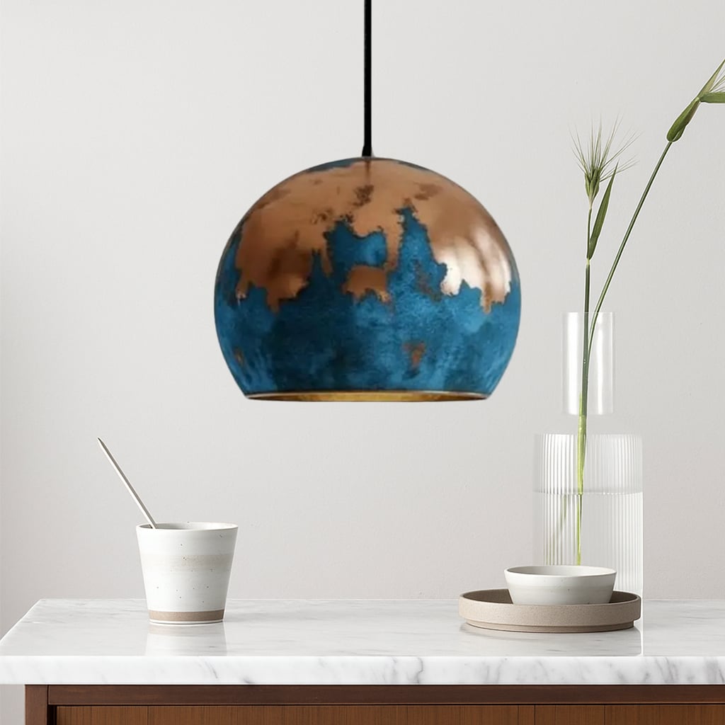 Tirga Blue Patina Copper Dome Pendant