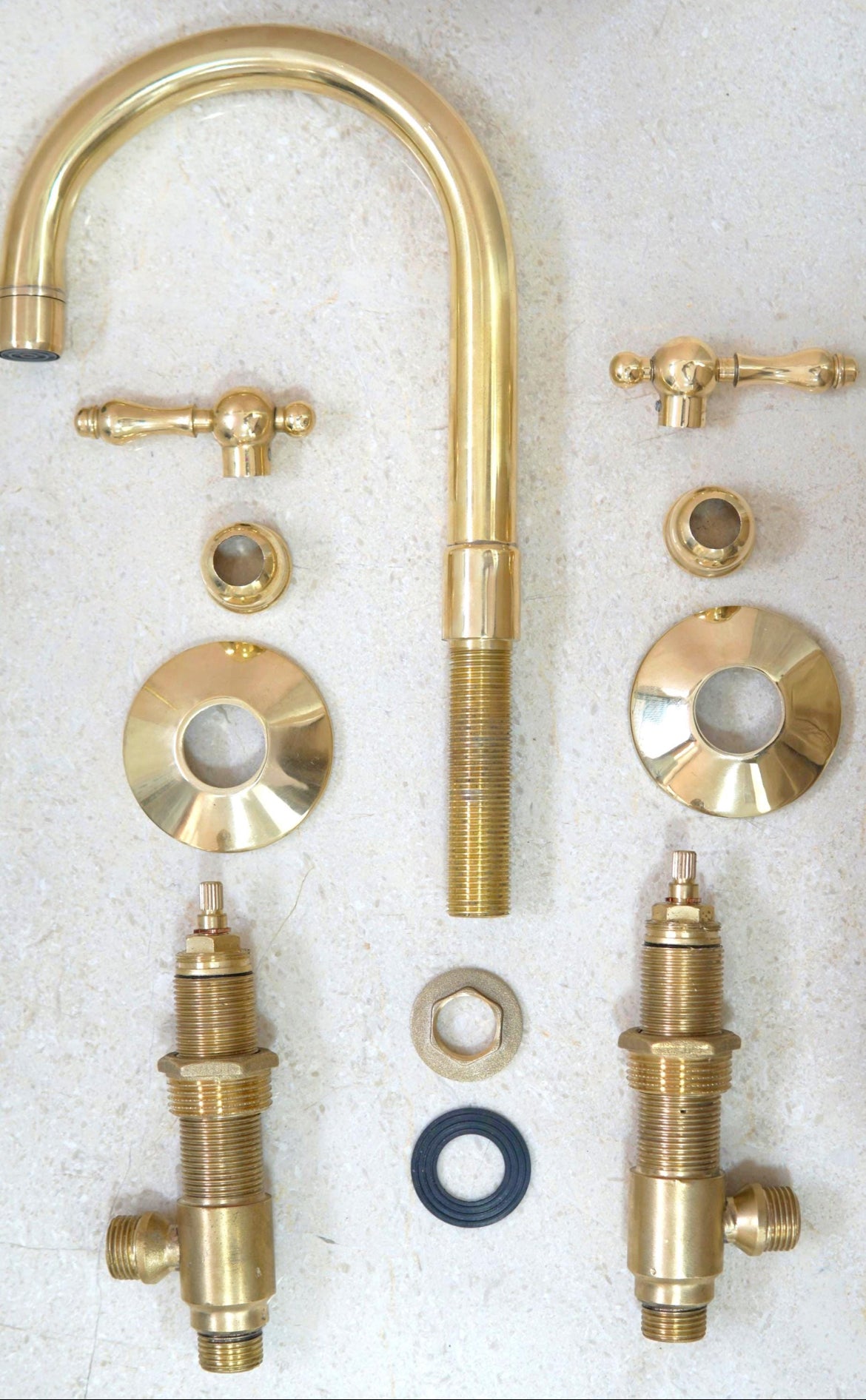 Luxury Brass 3-Piece Deck-Mount Bathroom Faucet for Elegant Homes