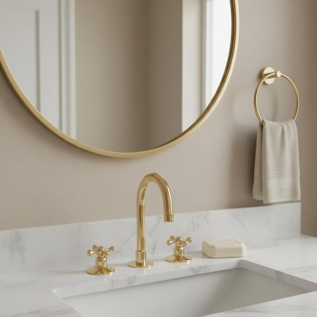 Luxury Brass 3-Piece Deck-Mount Bathroom Faucet for Elegant Homes