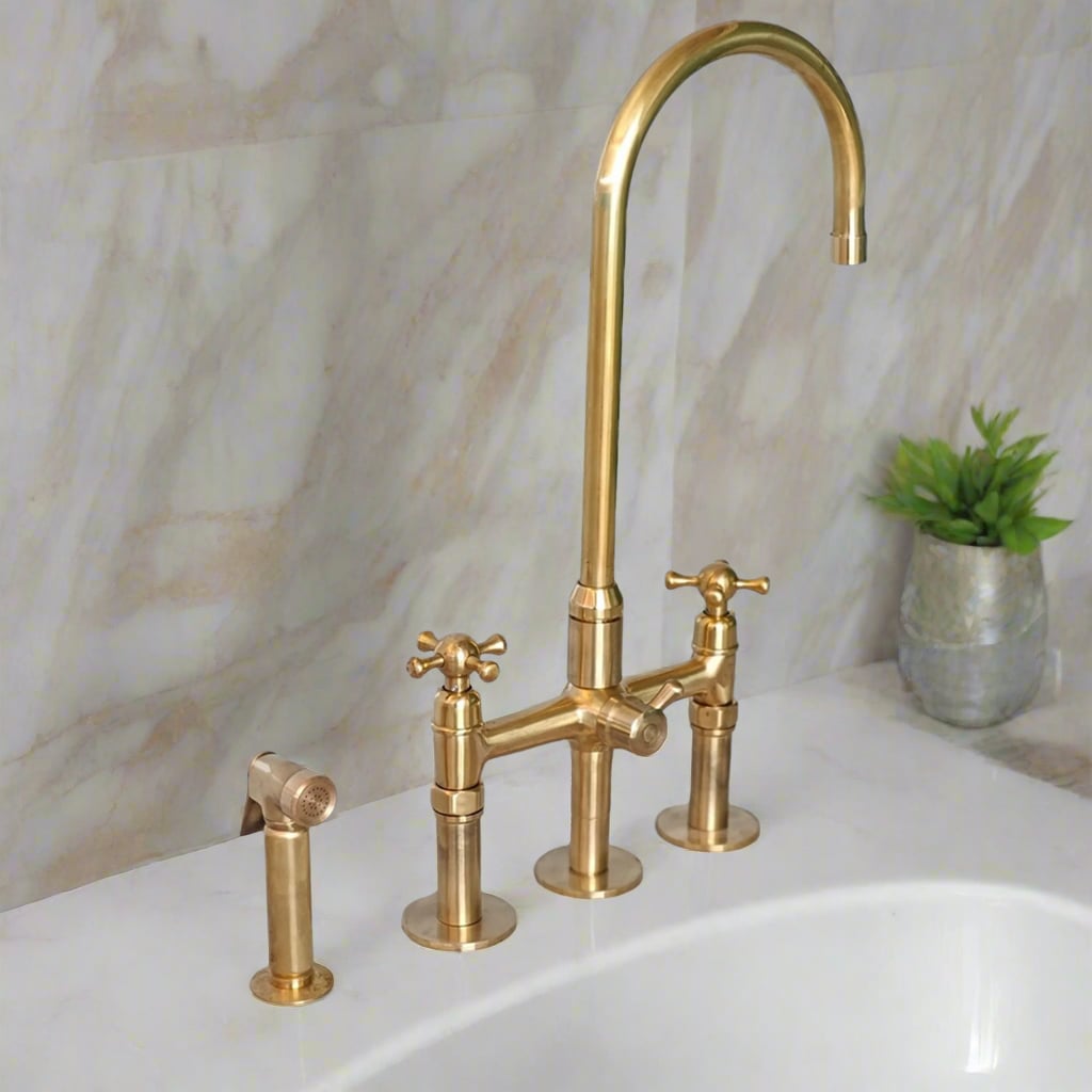 Brass Bridge Kitchen Faucet